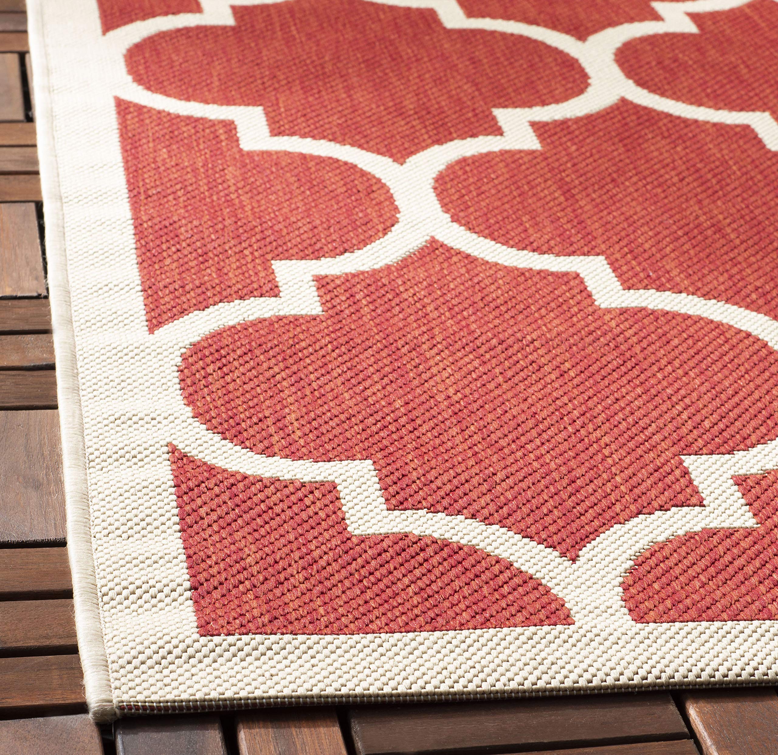 SAFAVIEH Courtyard Collection 8' x 11' Red & Bone Trellis Design Area Rug - Non-Shedding, Easy Care, Washable Indoor/Outdoor Rug - Perfect for Living Room, Bedroom, Patio, Backyard & Mudroom (CY6914-248)