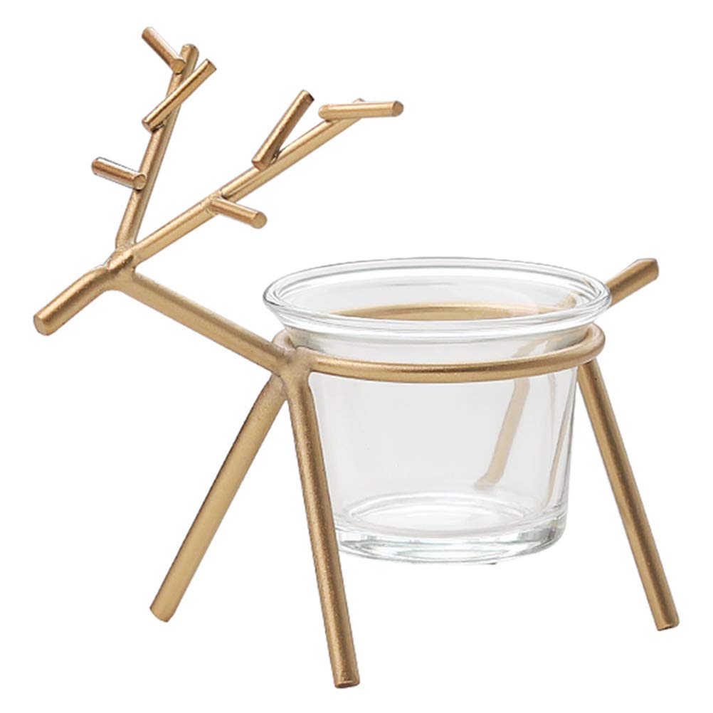 Uonlytech Elegant Golden Iron Christmas Candlestick Holder - Deer-Shaped Desktop Decor for Holiday Home & Party Decoration - Perfect for Christmas Tablescapes, Mantel Displays, and Festive Centerpieces