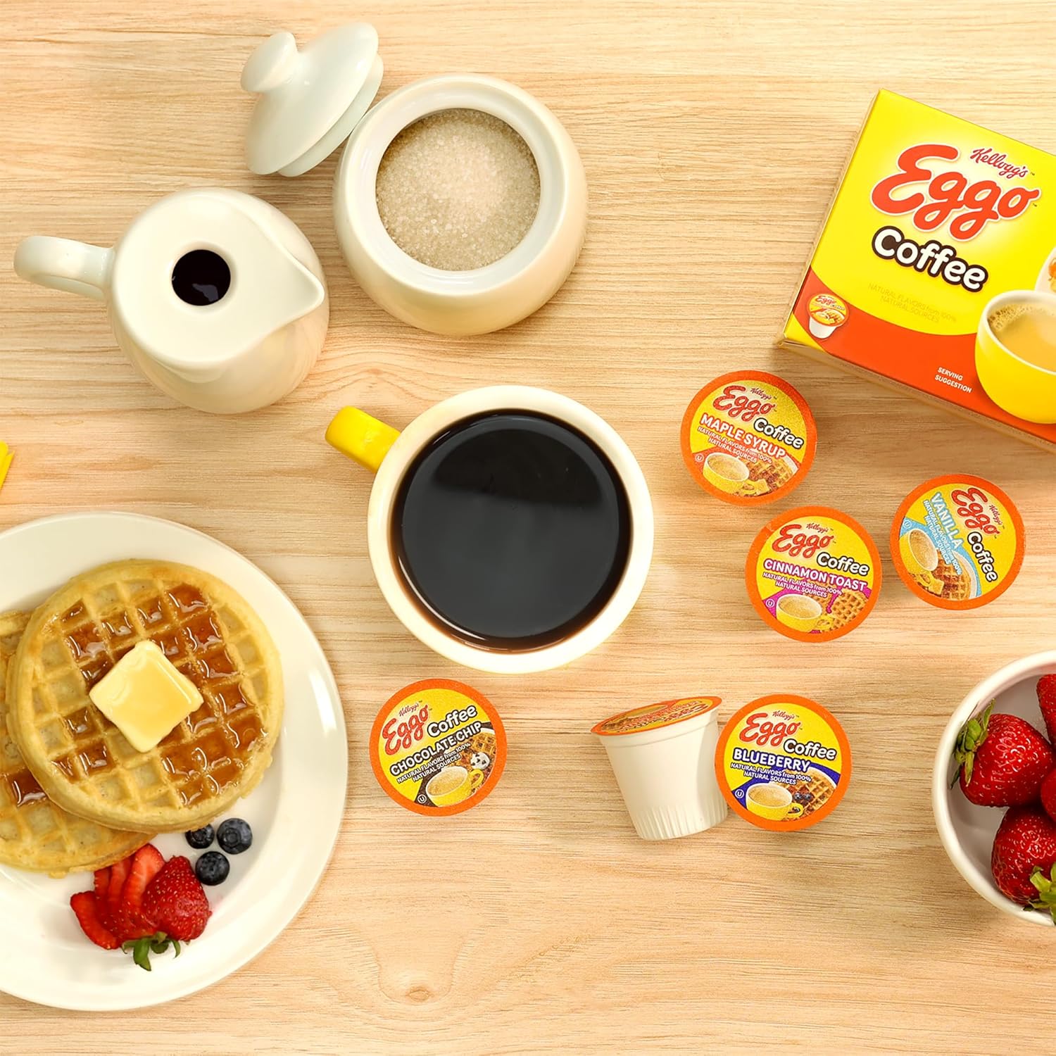 Kellogg's Eggo Maple Syrup Waffles - 12 Pack Single Serve Breakfast Treat | Perfect for Quick Morning Meals & On-the-Go Snacking