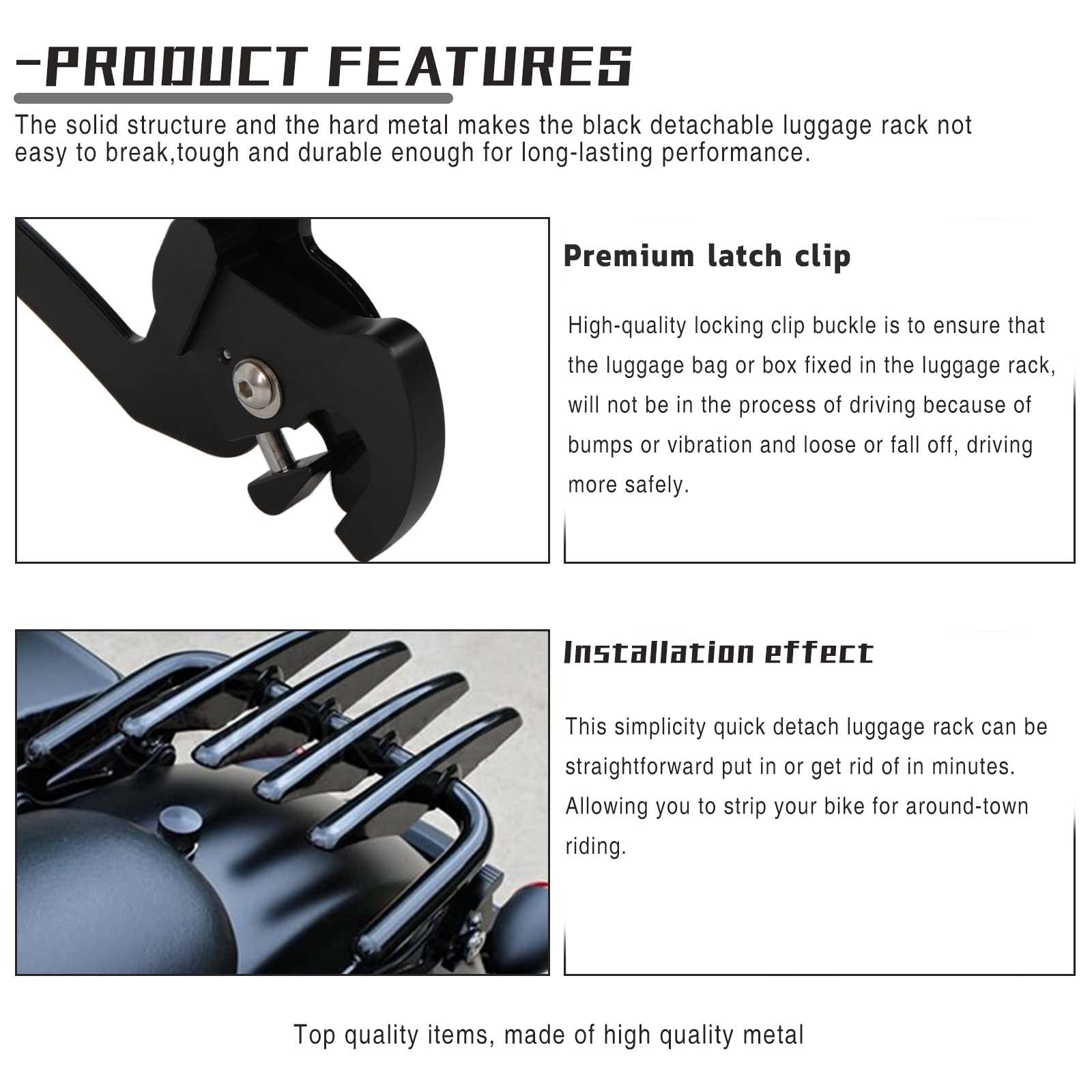 DREAMIZER Gloss Black Detachable Stealth Luggage Rack for Harley Touring Road King 2009-2023 | Motorcycle Saddlebag Support | Perfect for Long Rides & Road Trips