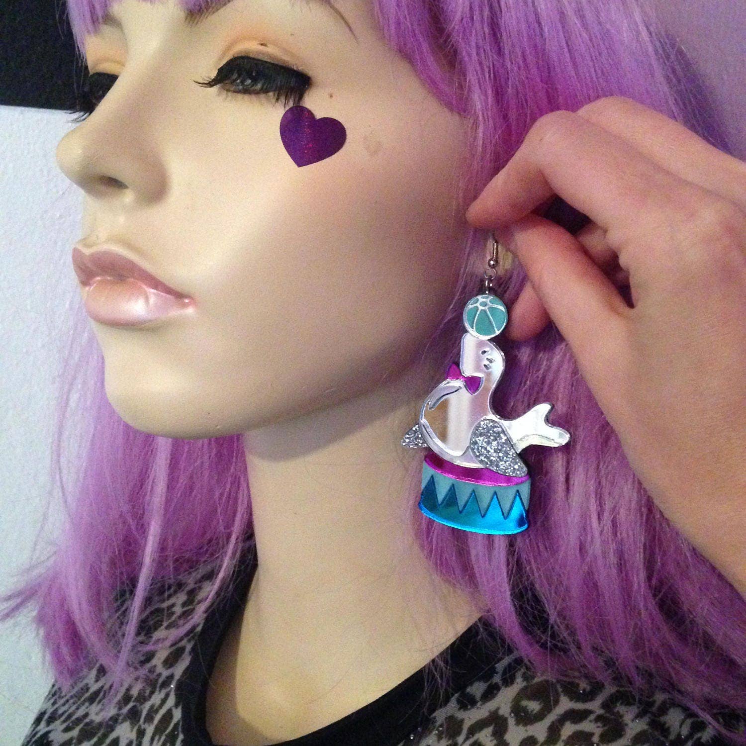 Stylish Circus Seal with Ball Earrings - Fun Animal Jewelry for Women - Perfect for Parties, Costumes & Unique Gifts