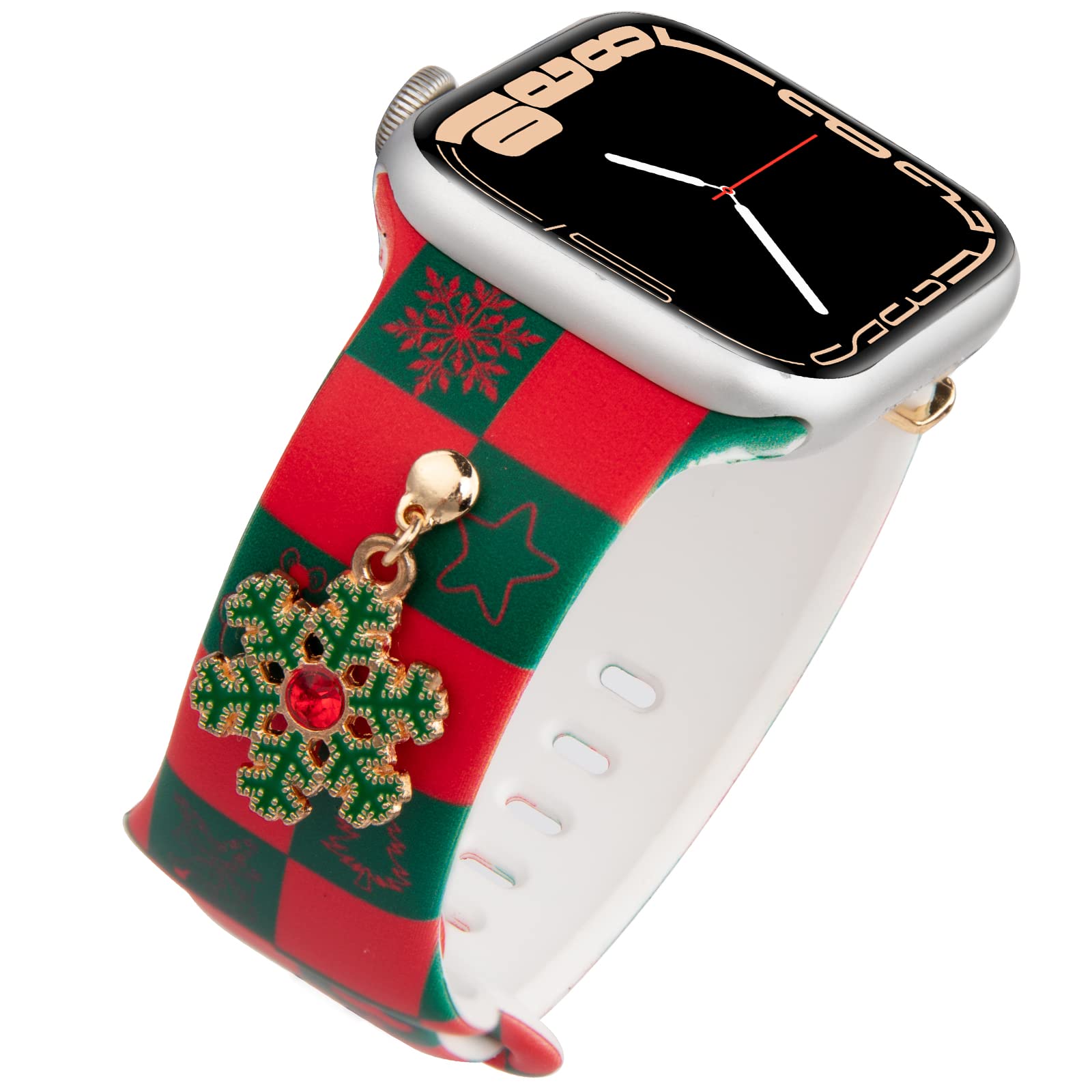 Festive Christmas Watch Bands with Decorative Charms & Ring Loops for Apple Watch 38mm-49mm (All Series) - Holiday Replacement Straps for Women - Perfect for Gifts, Parties & Seasonal Style
