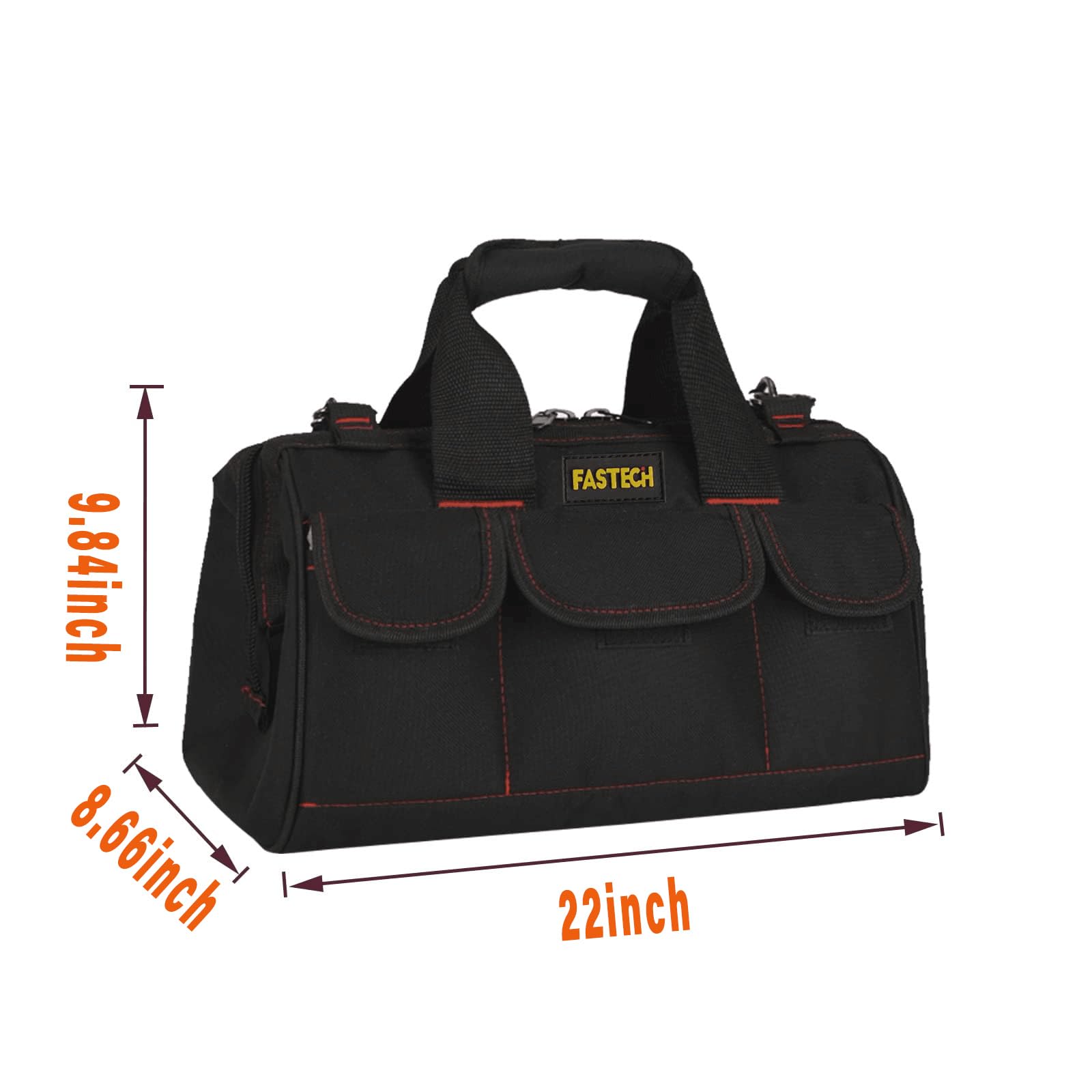 22-Inch Heavy Duty Tool Bag with Wide Mouth - Durable Tool Storage & Organizer for Men - Inside Pockets for Easy Access - Perfect for Construction, DIY Projects & Professional Use