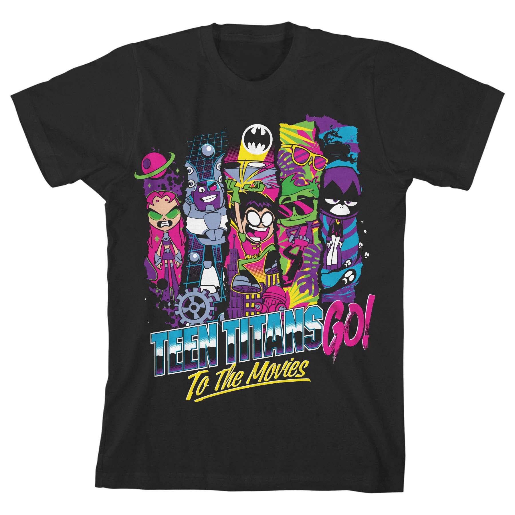 Teen Titans Go Black Graphic Tee for Boys - Casual Wear & Movie Fun