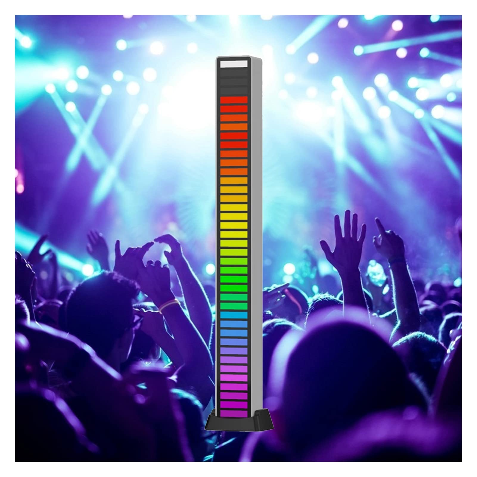 40-Piece Voice Activated LED Pickup Rhythm Lights - Rechargeable RGB Color Changing Ambient Lighting with App Control for Cars, Living Rooms, Parties & Bars (Silver, 8-Pack) - Perfect for Nightlife, Home Decor & Entertainment Events