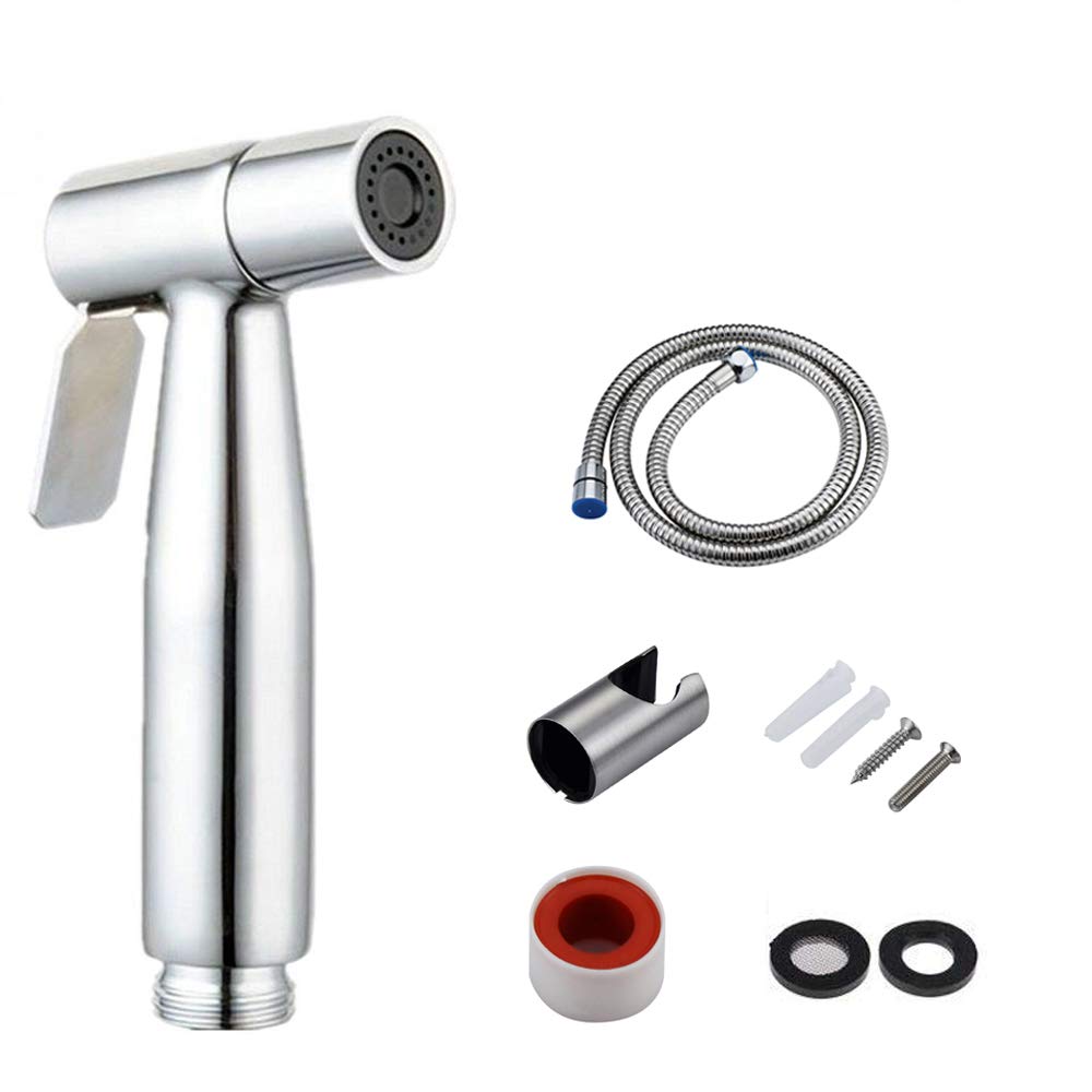IDMAX Stainless Steel Handheld Bidet Sprayer - Toilet Shower Douche for Personal Hygiene, Muslim Shattaf & Bathroom Hand Shower - Perfect for Travel, Home Use & Postpartum Care