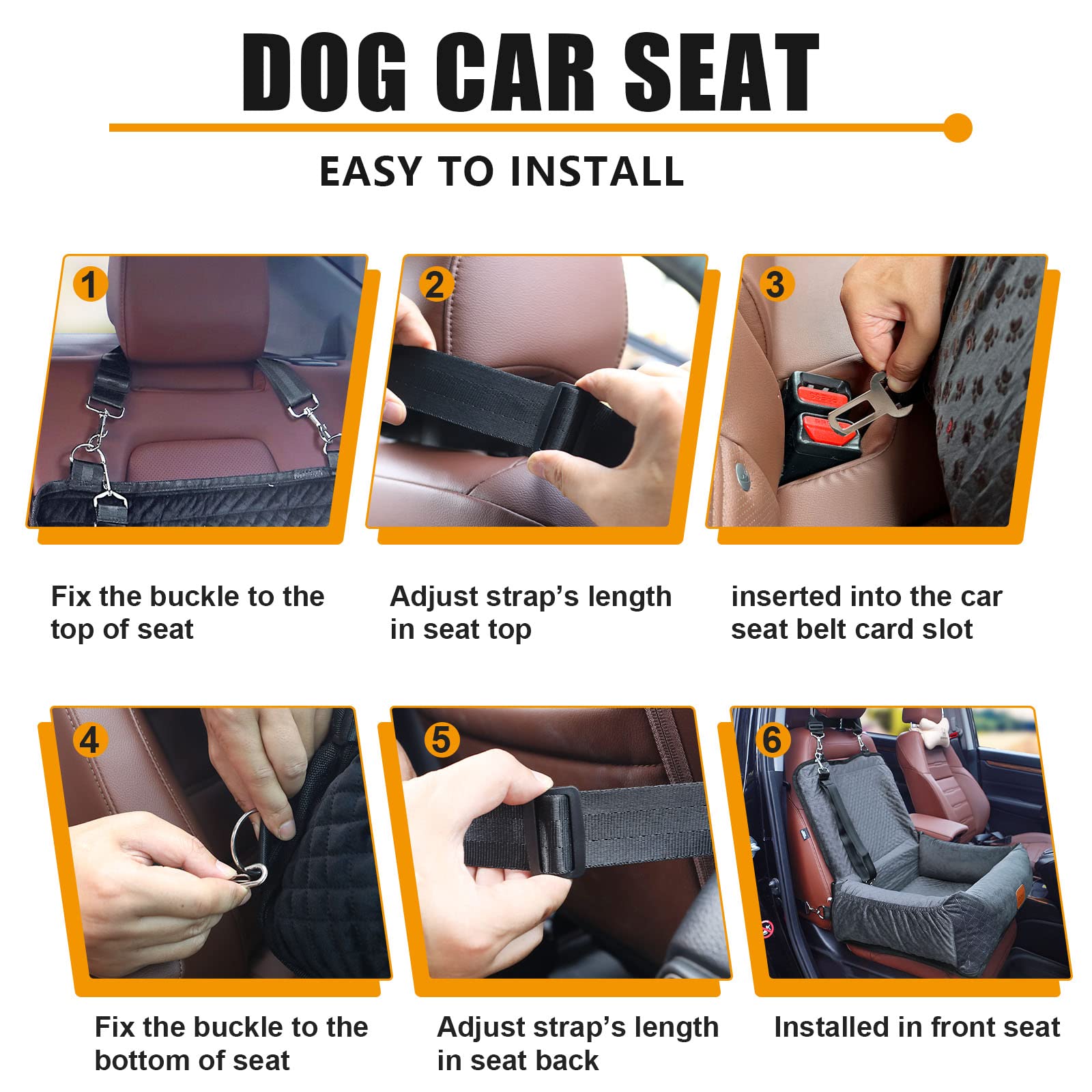 Premium Dog Car Booster Seat for Small & Medium Dogs - Travel Pet Bed with Removable Washable Blanket, Safe & Comfortable for Cars, Trucks & SUVs - Perfect for Road Trips, Vet Visits & Daily Commutes