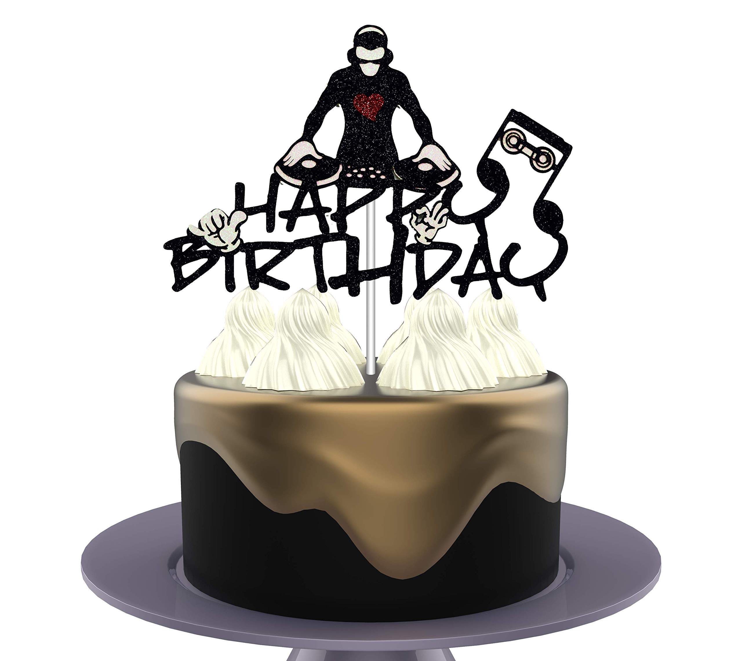 DJ Happy Birthday Cake Topper - Hip Hop & Disco Party Decorations - Rock DJ Themed Birthday Supplies for Music Lovers - Perfect for DJ Parties, Birthday Celebrations & Themed Events