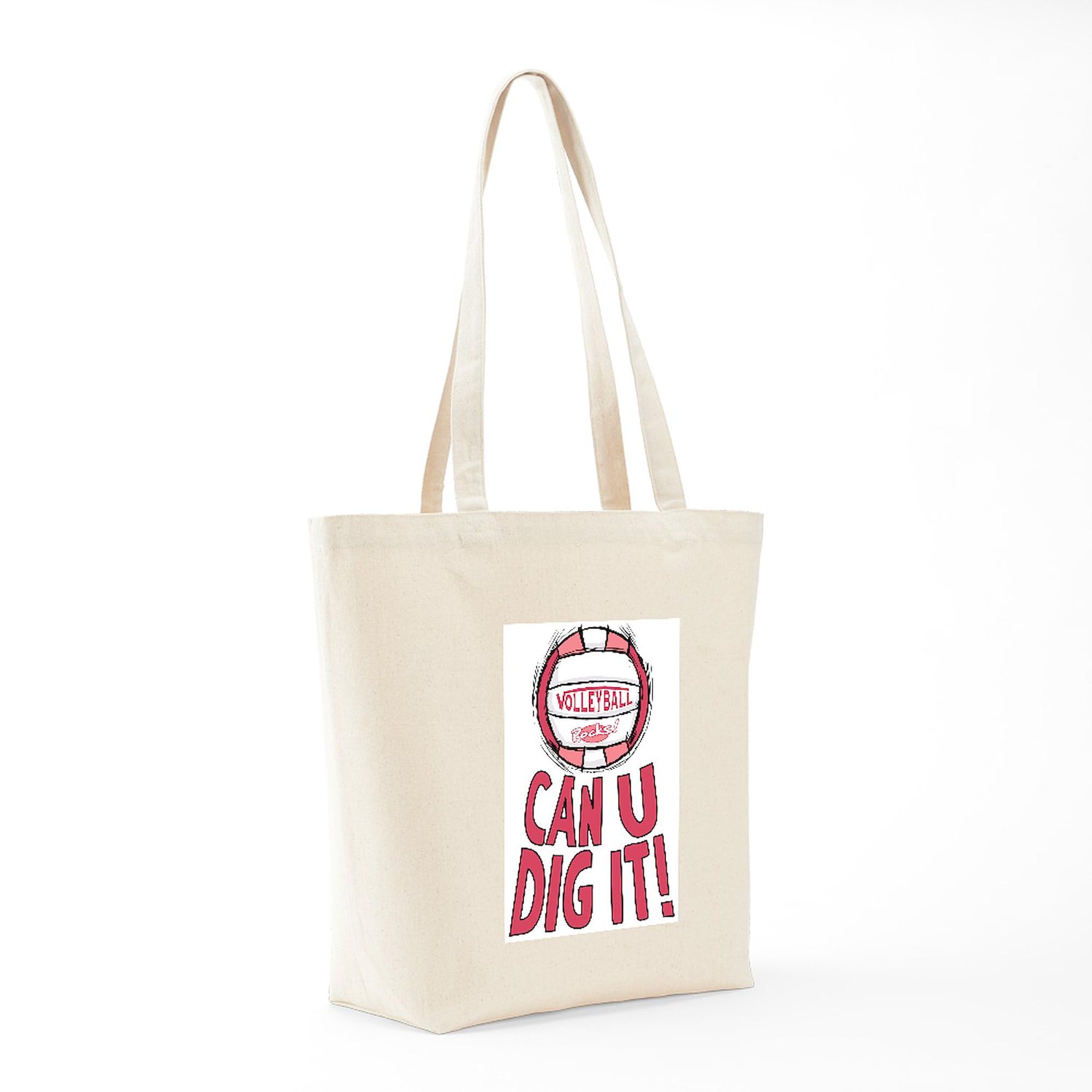 Can U Dig It Pink Natural Canvas Tote Bag - Eco-Friendly Reusable Shopping Bag for Groceries, Beach & Daily Use