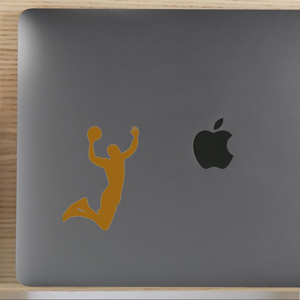 Premium Metallic Gold Basketball Dunk Vinyl Decal Stickers (Set of 2) - Waterproof, Durable for Laptop, Phone, Helmet, Car, Mug, Wall Decor - Perfect for Sports Fans & Home Office Decoration