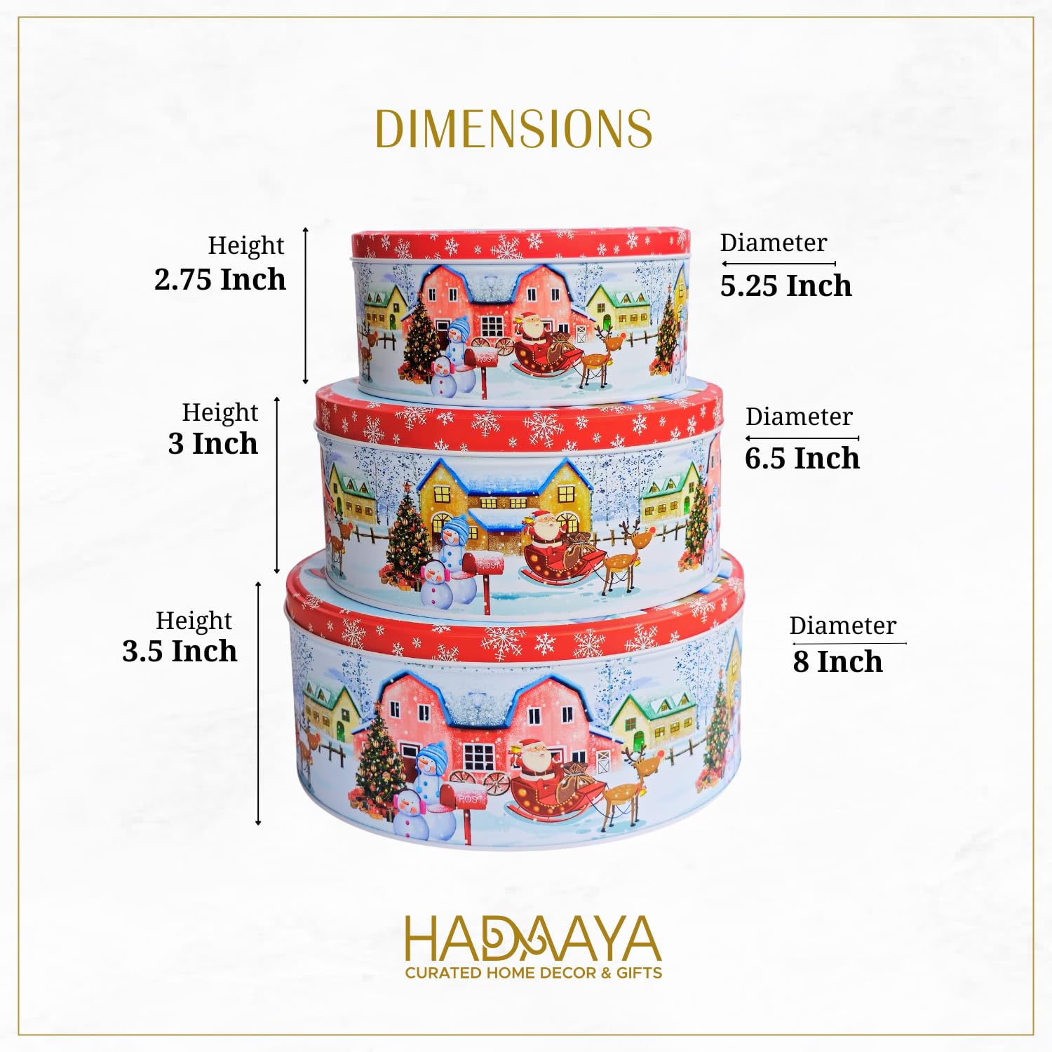 3-Piece Christmas Cookie Tins Set with Lids - Holiday Storage Containers for Cookies, Snacks & Gifts - Festive Christmas Wonderland Design - Perfect for Holiday Baking, Party Treats & Gift Giving