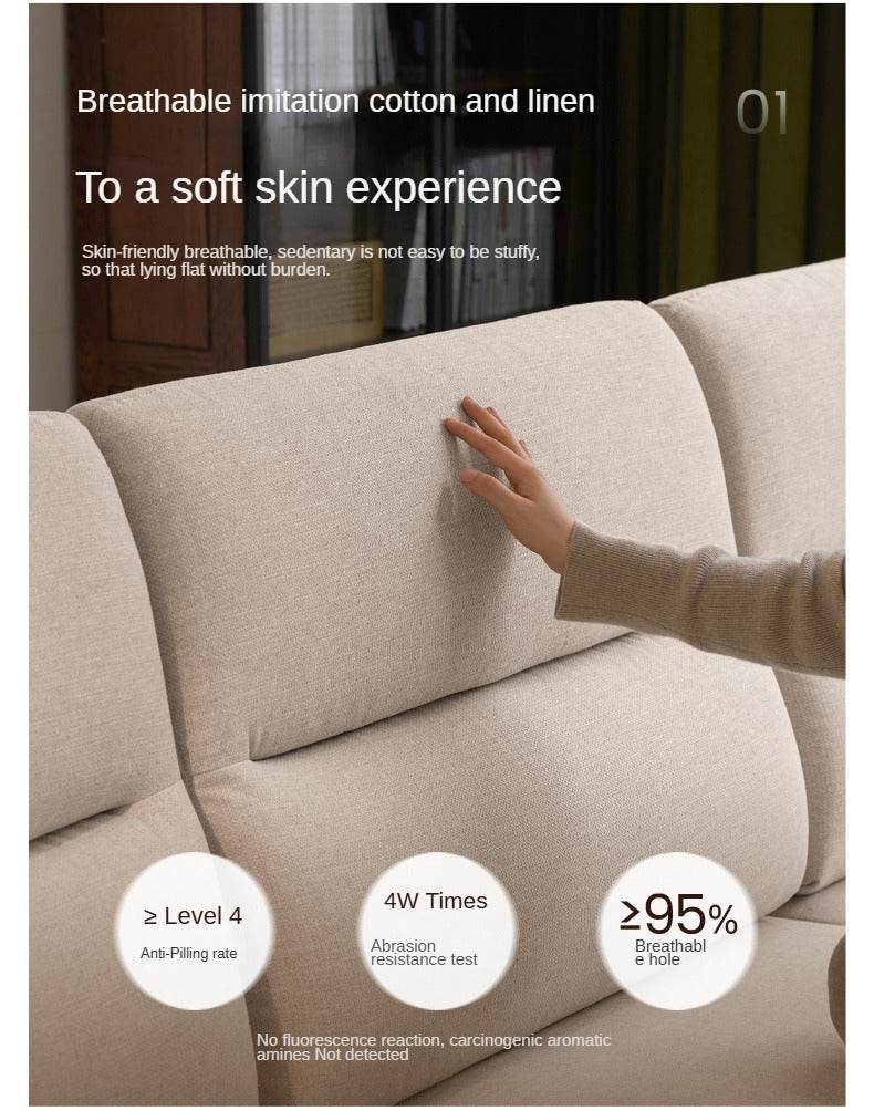 Oak Solid Wood High Back Fabric Corner Sofa - Modern L-Shaped Sectional Couch for Living Room, Lounge & Family Room Comfort
