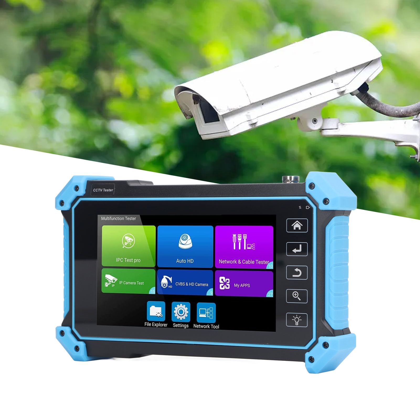 Professional Security Monitor Display CCTV Tester - Analog Video & IP Camera Tester with Network Cable Testing | US Plug | Ideal for Surveillance System Installation & Maintenance