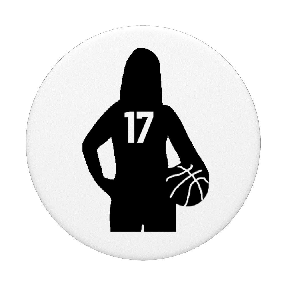 #17 Basketball Phone Grip & Stand - Best Sports Gift for Girls, Women & Kids | Perfect for Games, School & Travel - White PopSockets