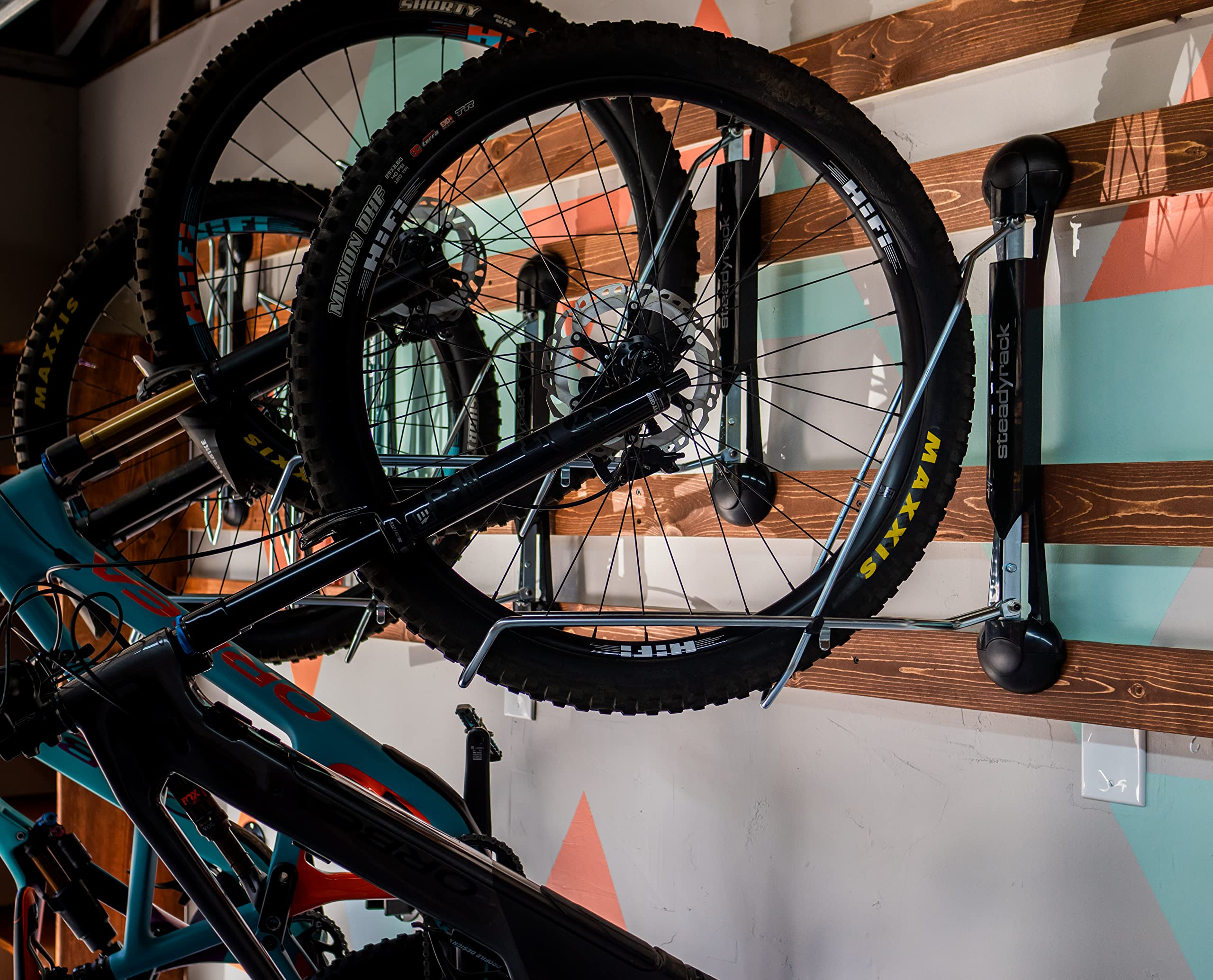 Steadyrack Bike Rack - Heavy Duty Wall Mounted Bike Storage for Mountain, Road & Kids Bikes | Space Saving Solution for Garage, Home & Bike Park | Perfect for Indoor & Outdoor Cycling Enthusiasts