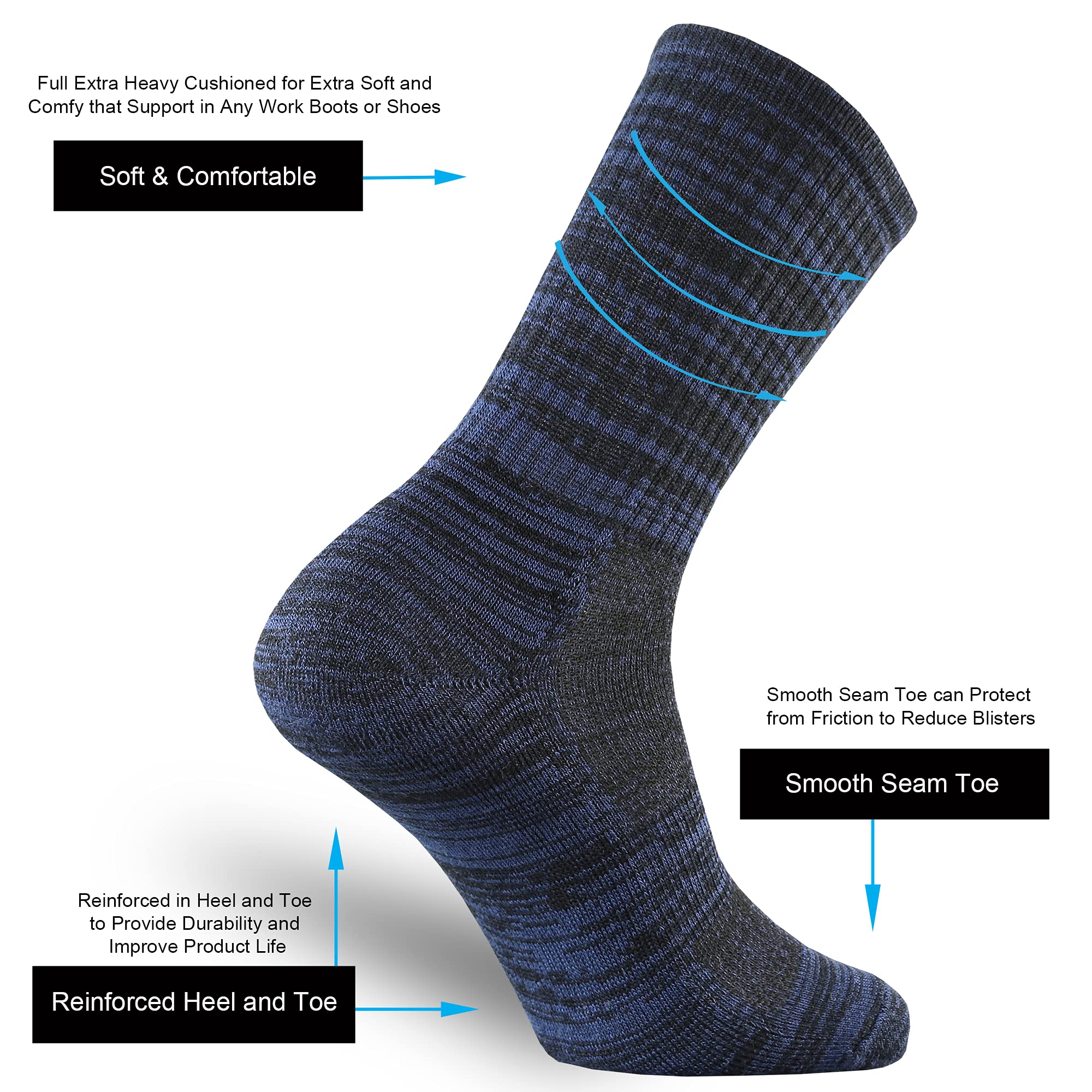 ONKE Merino Wool Crew Socks for Men - Moisture Wicking, Breathable & Soft Hiking Socks for Outdoor Activities, Camping & Daily Wear - Comfortable Performance Socks for All-Day Wear