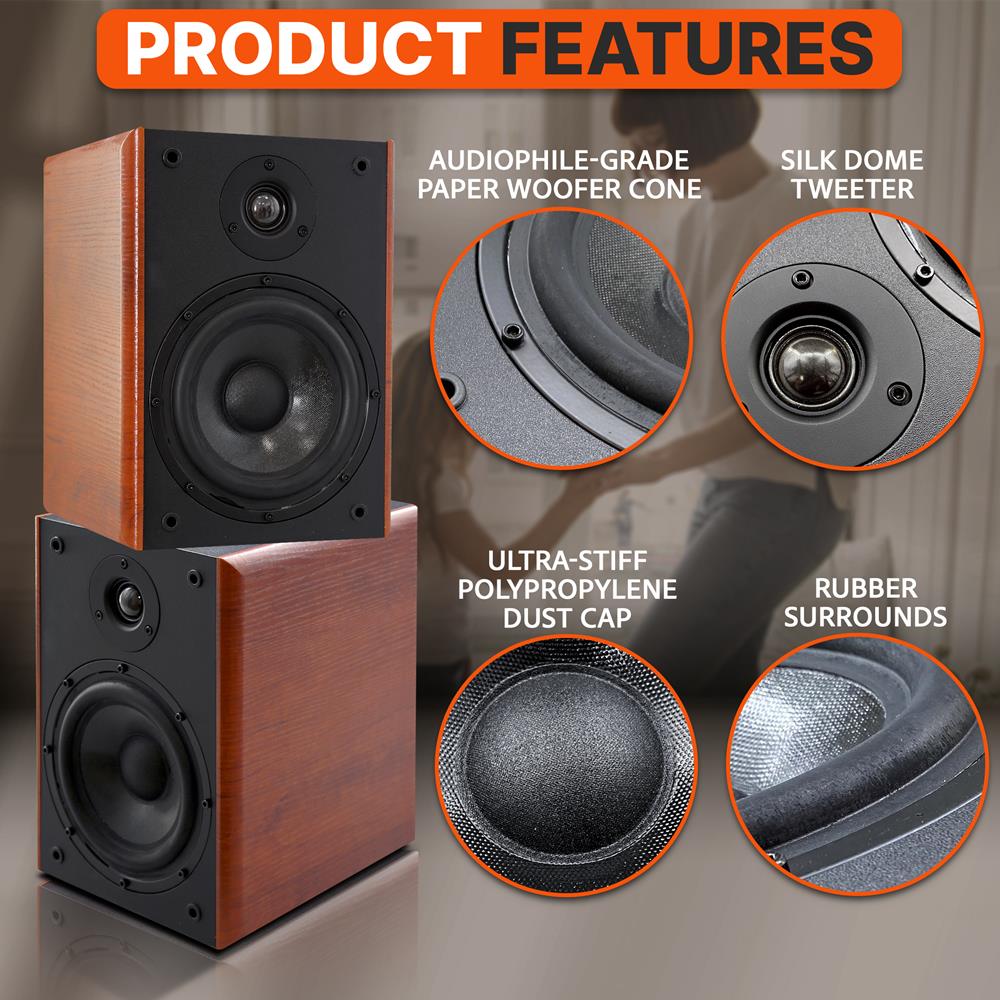Premium Home Theater Bookshelf Speakers - High-Quality Sound for Movies, Music & Gaming - Perfect for Living Room, Bedroom & Home Theater Setup
