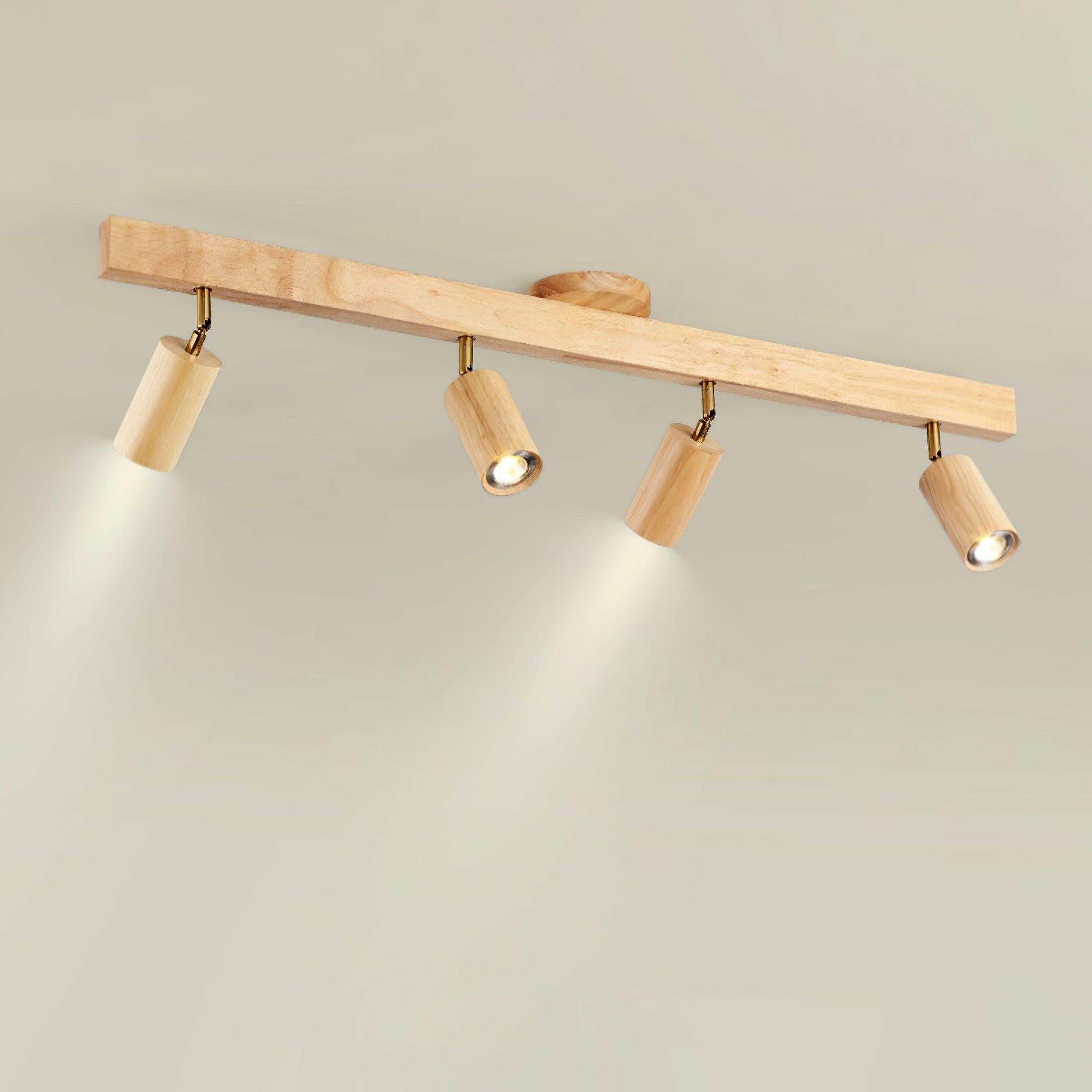 Modern Merlo Wood Track Lighting System - Adjustable & Dimmable for Living Room, Kitchen, and Retail Spaces