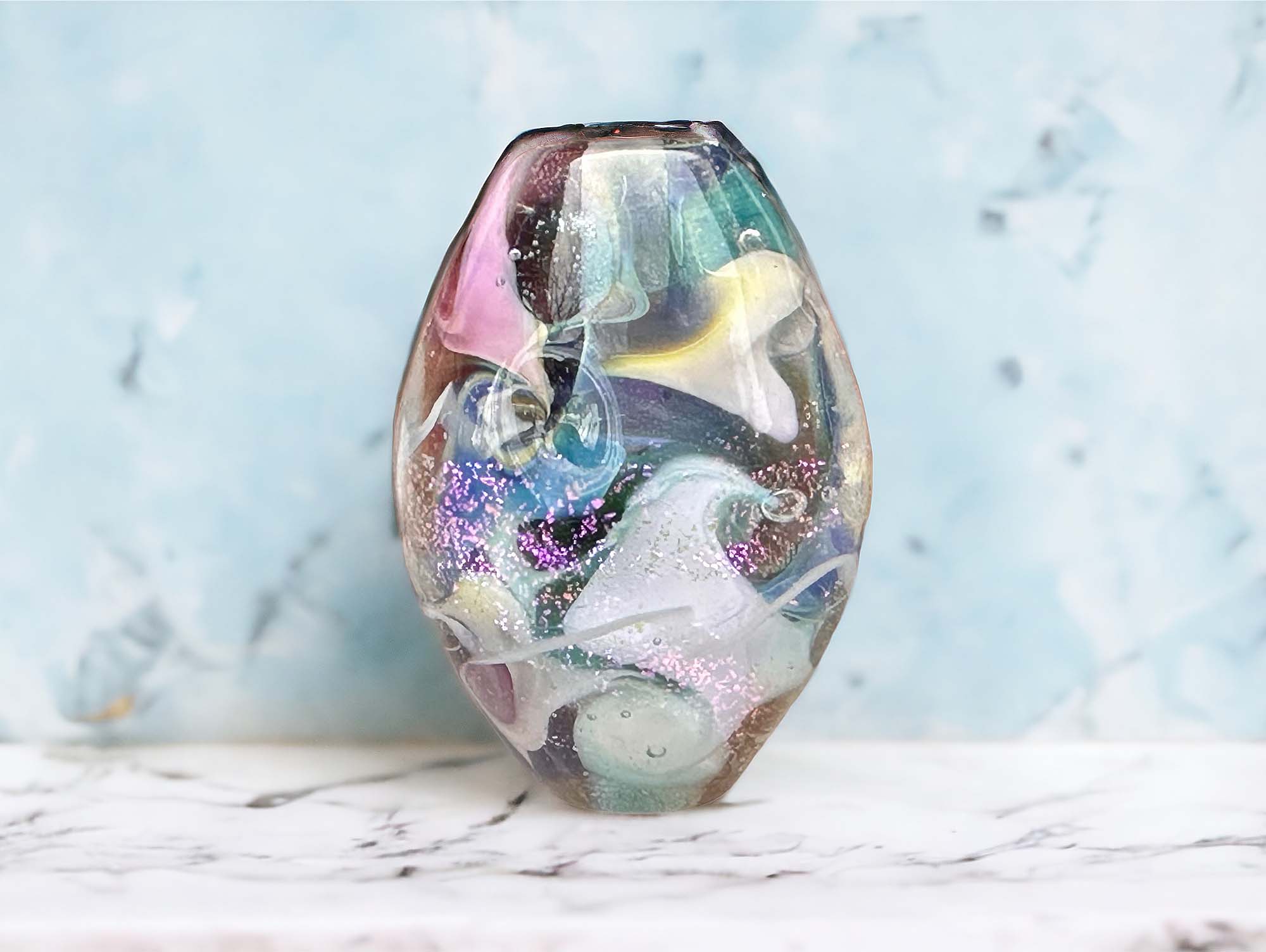 Dichroic Prism Lampwork Glass Focal Bead for Jewelry Making - SRA Certified | Perfect for Necklaces, Bracelets & DIY Craft Projects