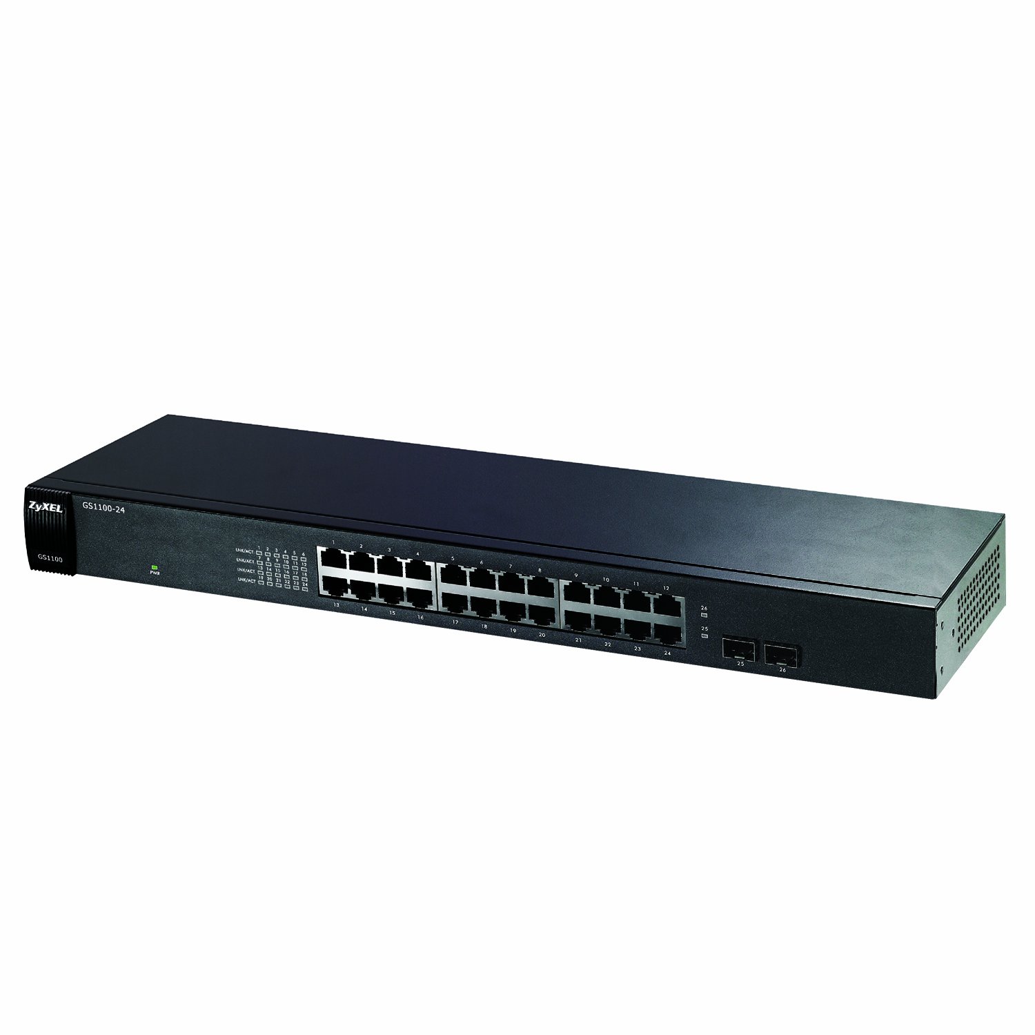 ZyXEL GS1100-24 24-Port Gigabit Ethernet Unmanaged Switch | Fanless Silent Design | 2 SFP Fiber Ports | Plug & Play | Ideal for Home Office & Small Business Networks