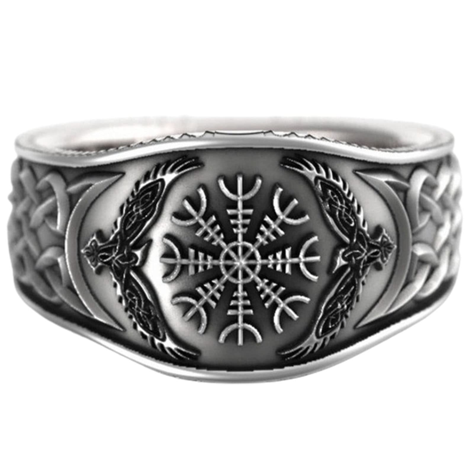 Silver Eagle Compass Ring for Men & Women - Stylish Alloy Jewelry for Daily Wear
