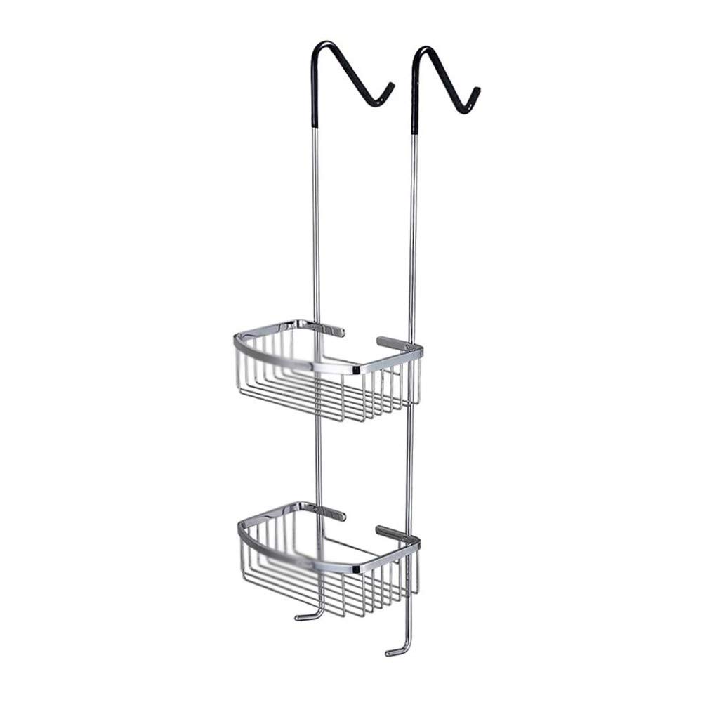 Stainless Steel Wall Mounted Bathroom Shower Rack - Double Hanging Basket for Glass Door, Multifunctional Storage Organizer for Shampoo, Soap & Towels - Perfect for Small Bathrooms & Showers