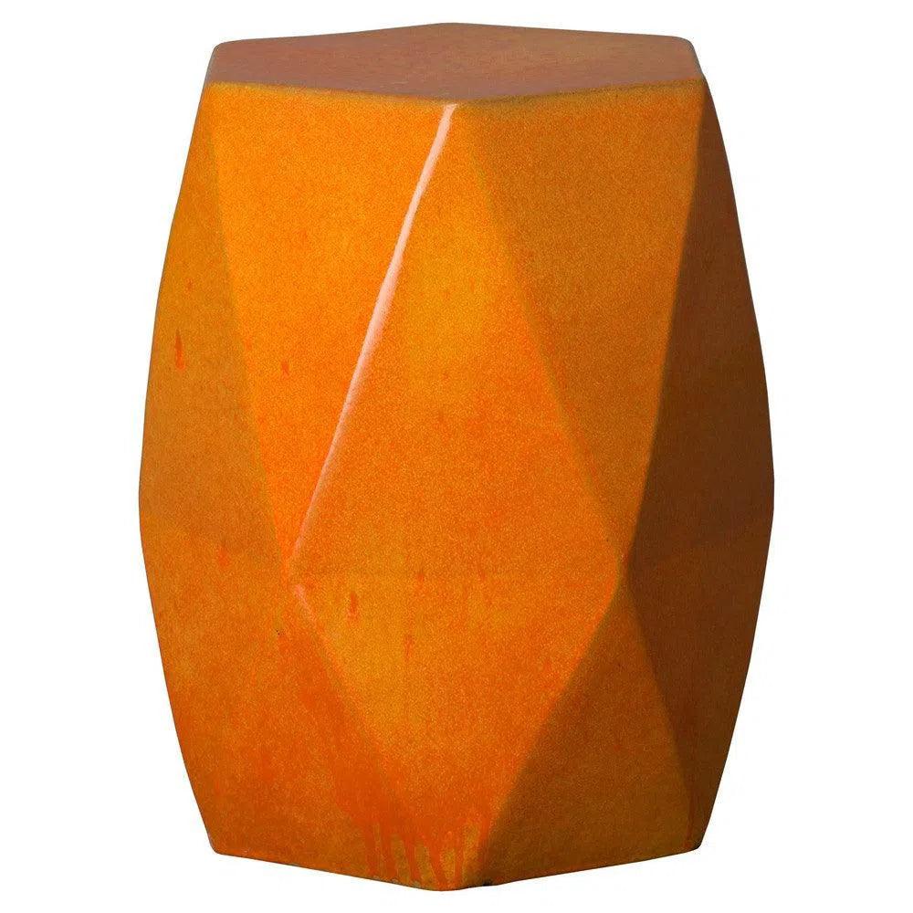 22 Inch Brilliant Matrix Ceramic Garden Stool - Outdoor Patio Decor, Side Table, Plant Stand for Garden, Porch & Poolside