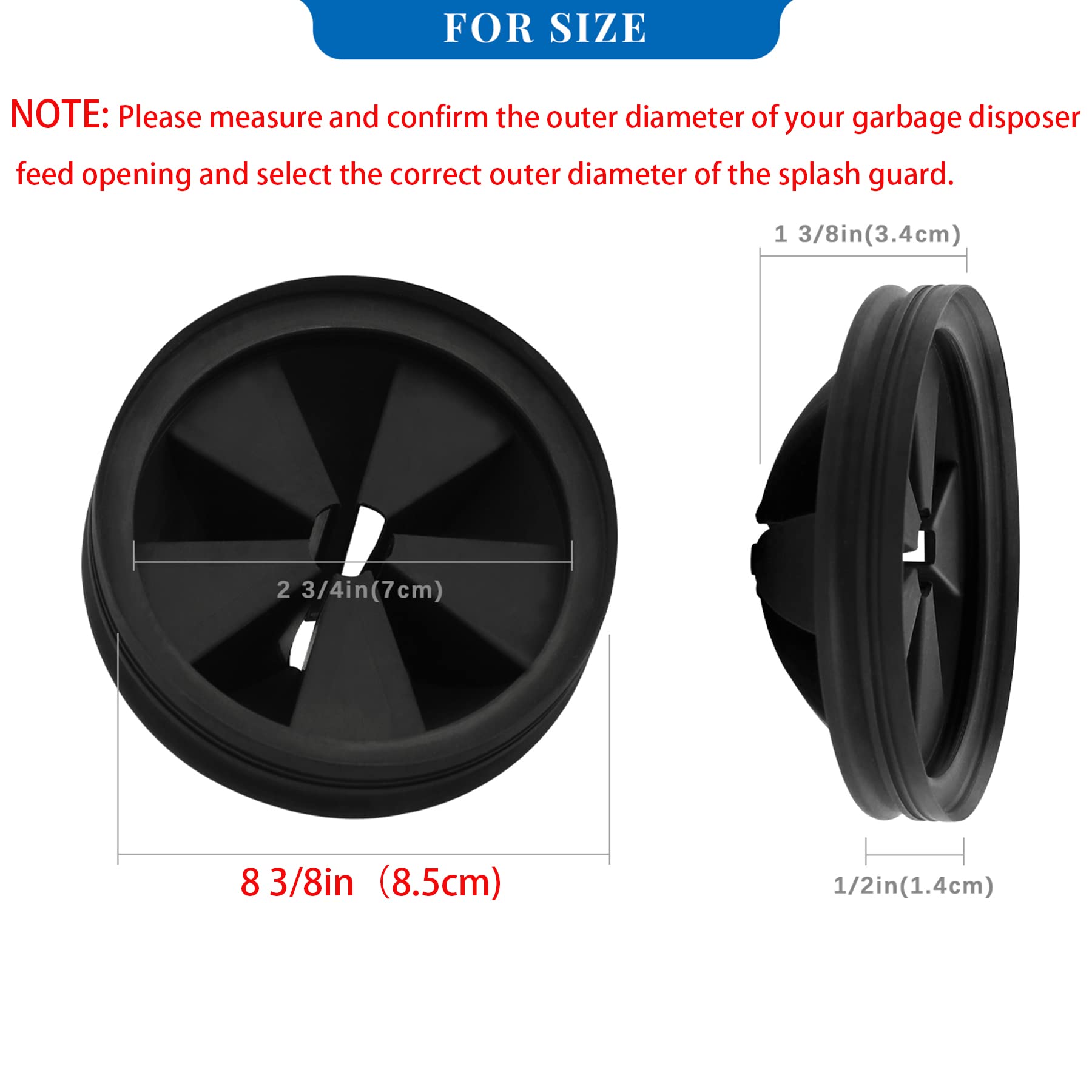 2PCS Garbage Disposal Splash Guard Collar Sink Baffle - 3-3/8 Inch Multi-Function Drain Plugs for Food Waste Disposer Accessories by CLEESINK - Perfect for Kitchen Sink Splash Prevention & Odor Control