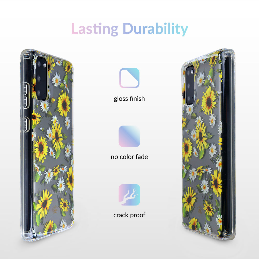 Sunflower Daisy Clear Samsung Galaxy Phone Case - Protective Cover for Samsung Galaxy S21/S20/S10/Note 20 - Cute Floral Design for Women & Girls - Perfect for Everyday Use, Work & Travel