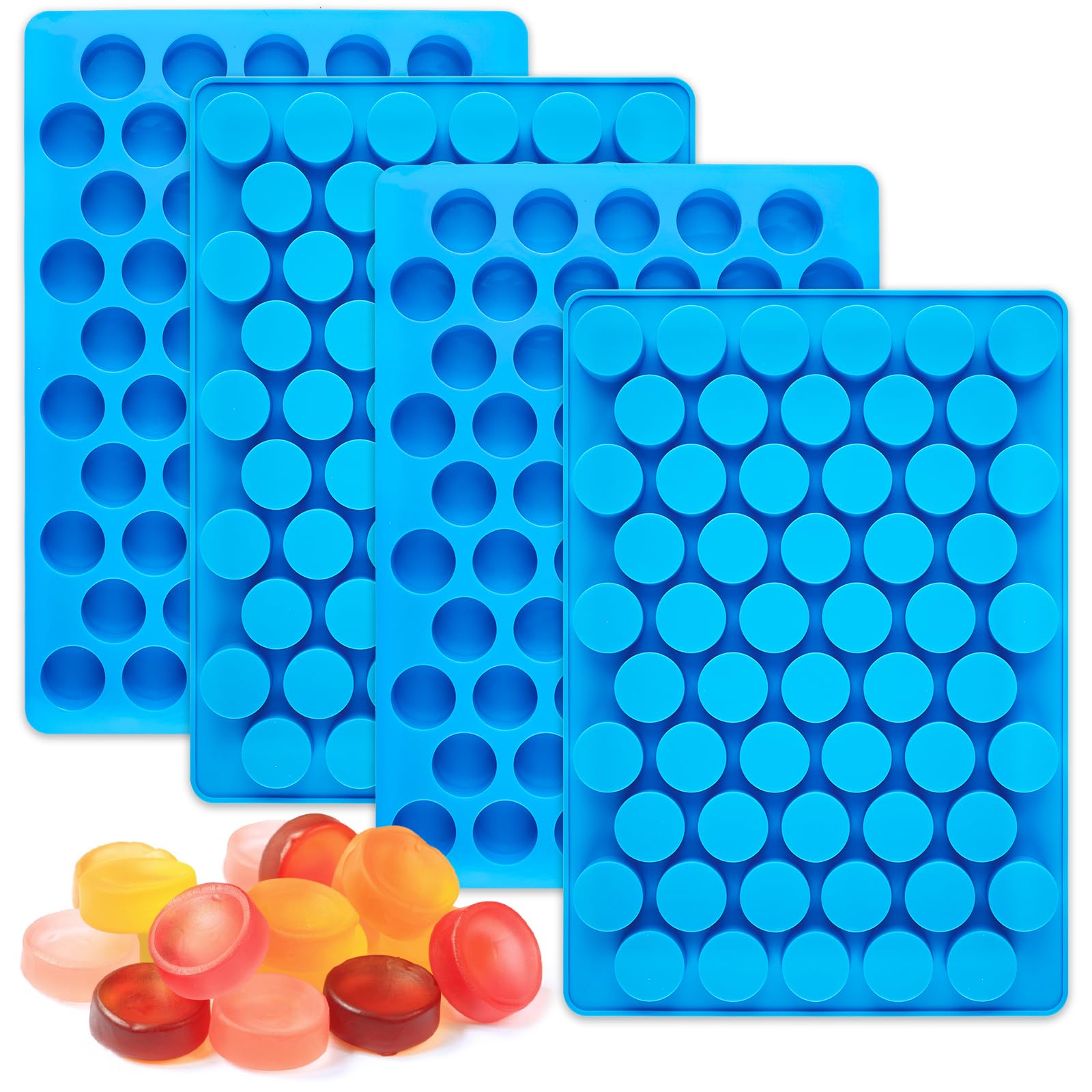 JOERSH Round Silicone Candy Molds - 220 Cavity for Hard Candy, Gummy, Caramel, Chocolate, Ganache & Ice Cubes - Perfect for DIY Candy Making, Baking & Party Treats