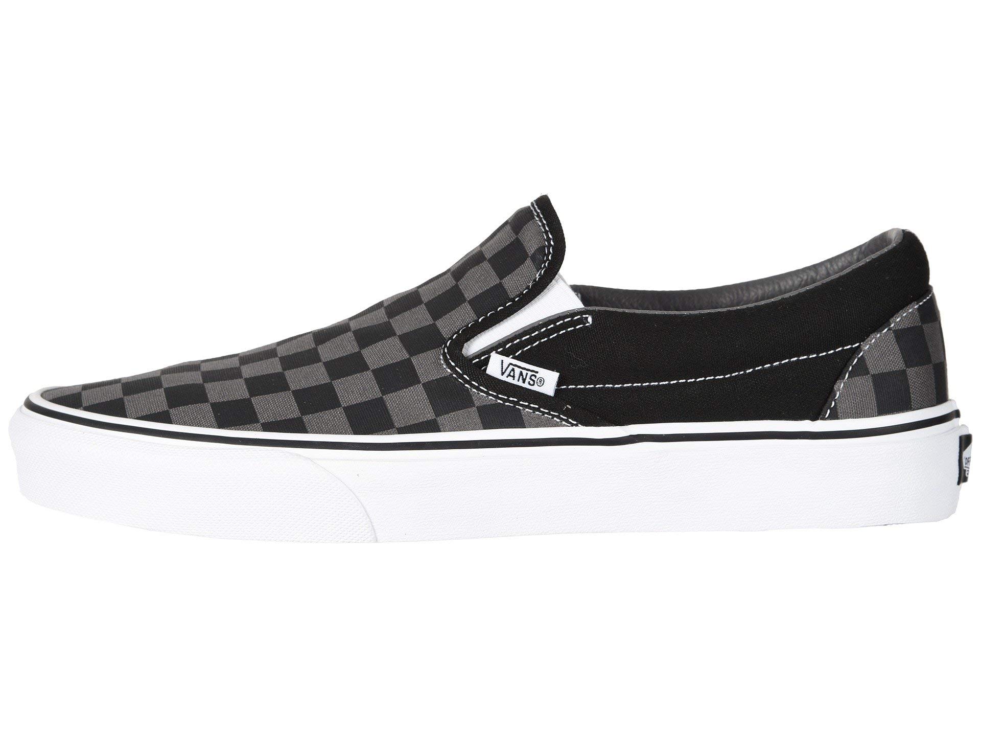 Vans Classic Slip-On Sneakers for Men & Women - Black/Pewter Checkerboard Skate Shoes | Comfortable Casual Walking & Skateboarding Shoes for Everyday Wear