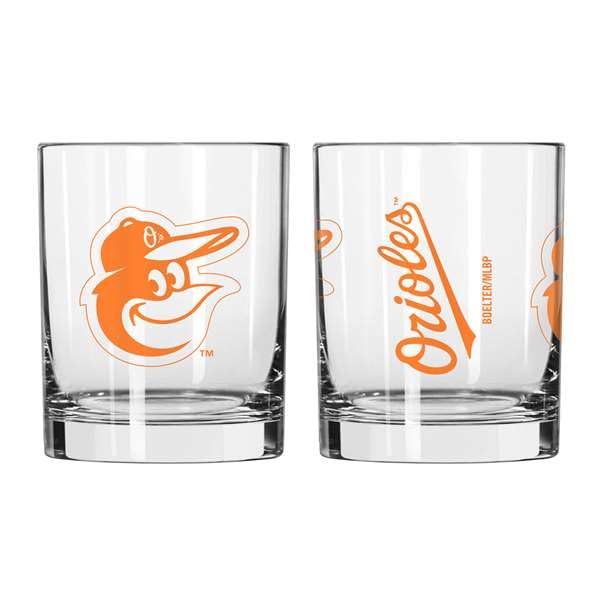 Boelter Brands MLB Baltimore Orioles 14oz Rocks Glass - Whiskey, Old Fashioned & Scotch Drinking Glass - Perfect for Game Day, Home Bars & Sports Fan Gifts