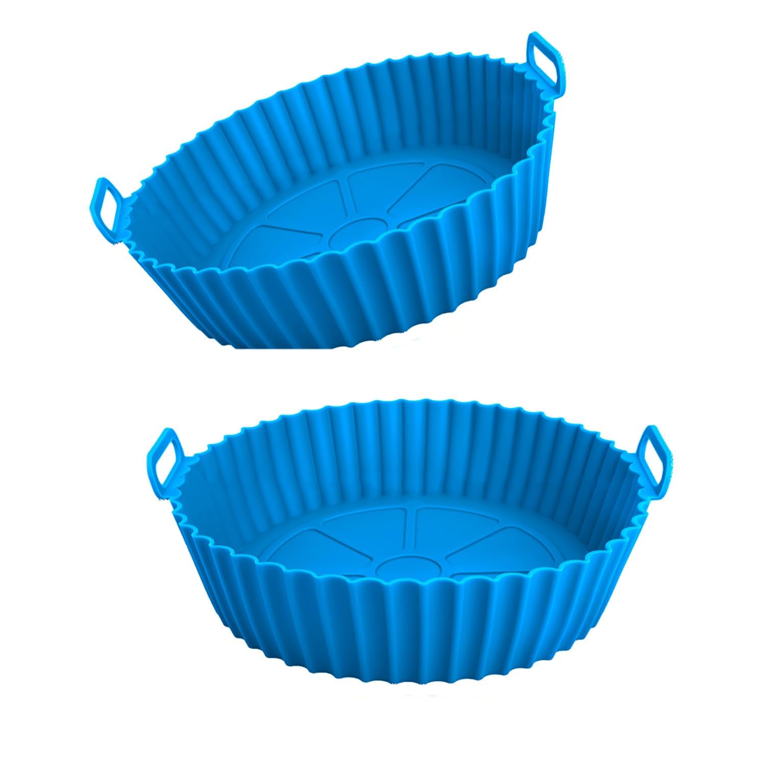 ZELKEY - Reusable Silicone Air Fryer Basket Liner & Baking Tray - Nonstick, Washable, Heat Resistant up to 450°F - Easy to Clean for Healthy Cooking - Perfect for Air Fryers, Ovens & Toaster Ovens (Blue, Pack of 1) - Ideal for Roasting, Baking & Frying Chicken, Fries & Veggies