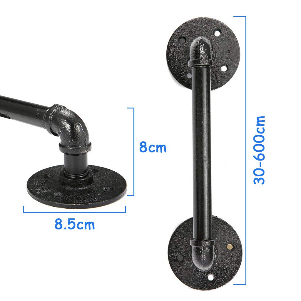 OUG Wall-Mounted Safety Handrail - Indoor/Outdoor Black Wrought Iron Stair Railing with Anti-Slip Grip for Elderly, Kids & Disabled (Custom Size) - Perfect for Bathrooms, Stairs, Porches & Senior Living Spaces