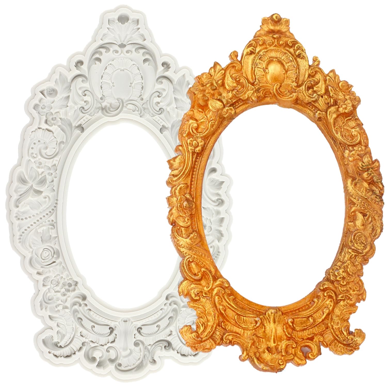 Vintage Baroque Silicone Mold Set for Fondant, Chocolate, Gum Paste & Polymer Clay - Perfect for Cake Decorating, Cupcake Toppers, and DIY Photo Frames - Ideal for Wedding, Birthday & Holiday Baking Projects