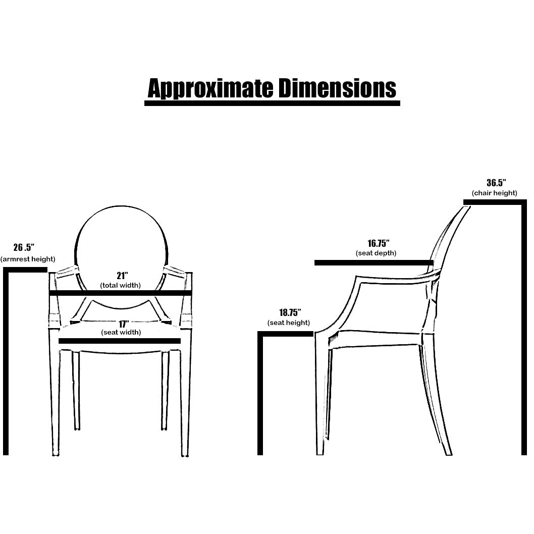 Ghost Arm Chair (4, Clear) - 现代透明幽灵椅，适合客厅、餐厅、办公室等简约风格空间