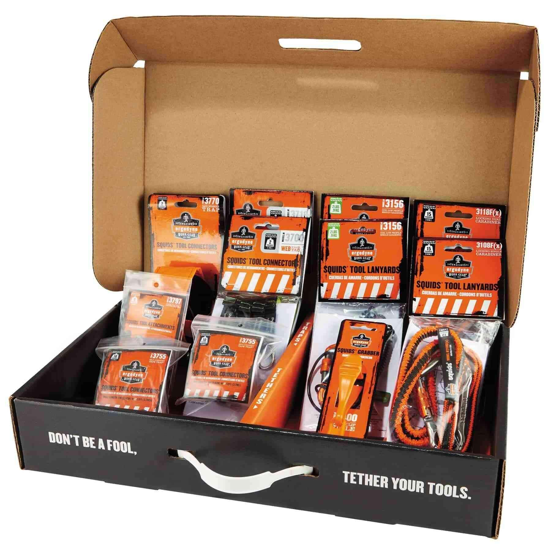 Ergodyne Squids 3184 Tool Tethering Kit for Concrete Finishers - Safety Lanyards & Attachments for Power Grinders, Trowels - Secure Tools at Heights for Construction & Renovation Projects