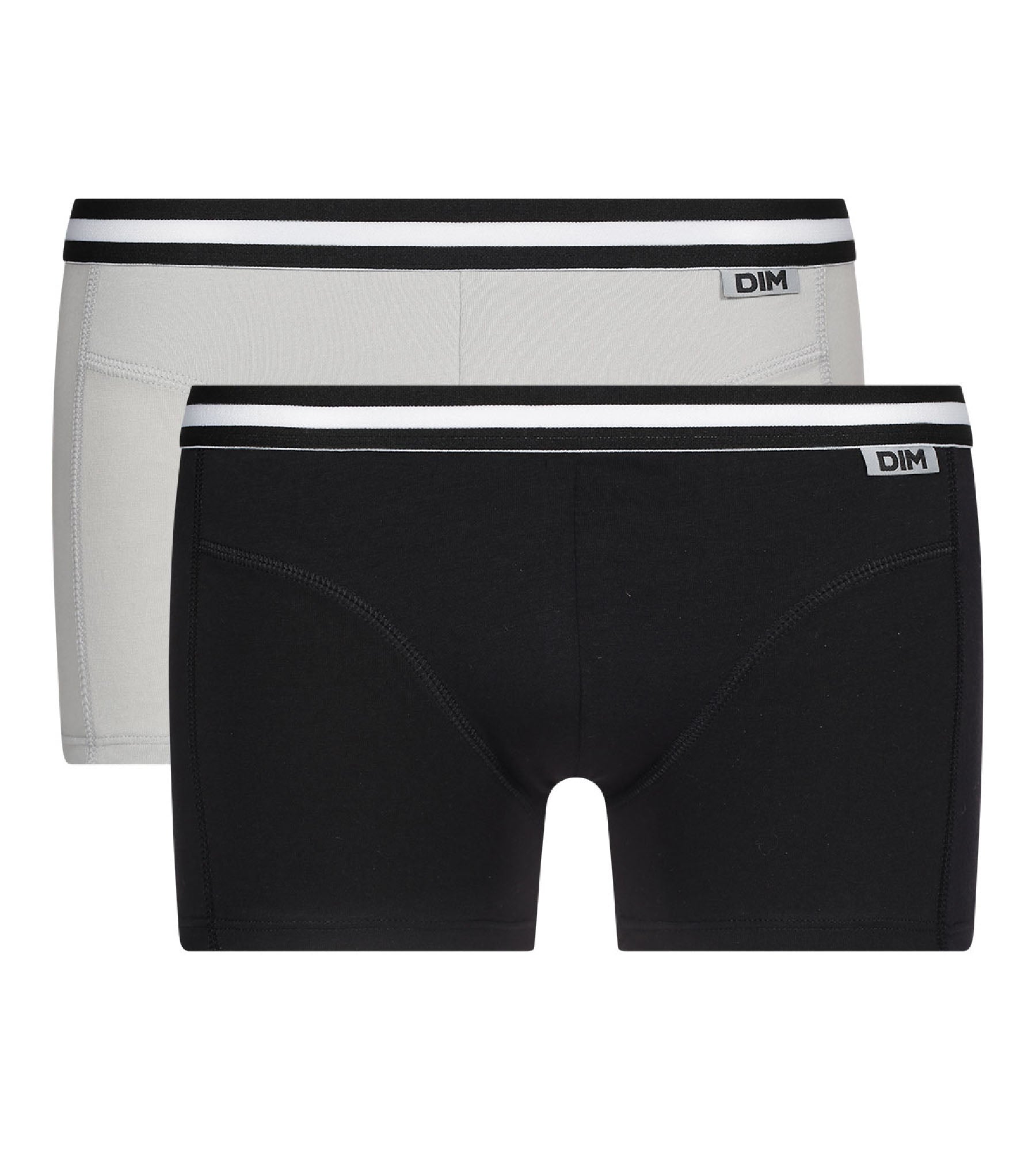 2-Pack EcoDIM Stretch Cotton Boxer Briefs for Men - Black & Gray - Soft Breathable Underwear for Everyday Comfort & Active Lifestyle