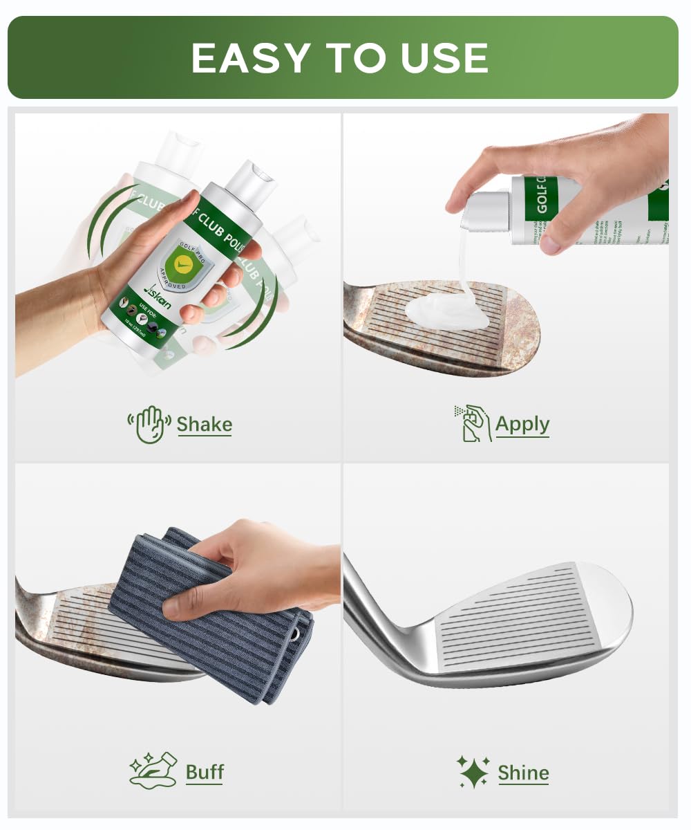 Premium Golf Club Polish & Cleaner Kit – 10 oz Metal Polish, Scratch & Rust Remover – Essential Golf Accessories & Gifts for Men – Perfect for Club Maintenance & Tournament Prep
