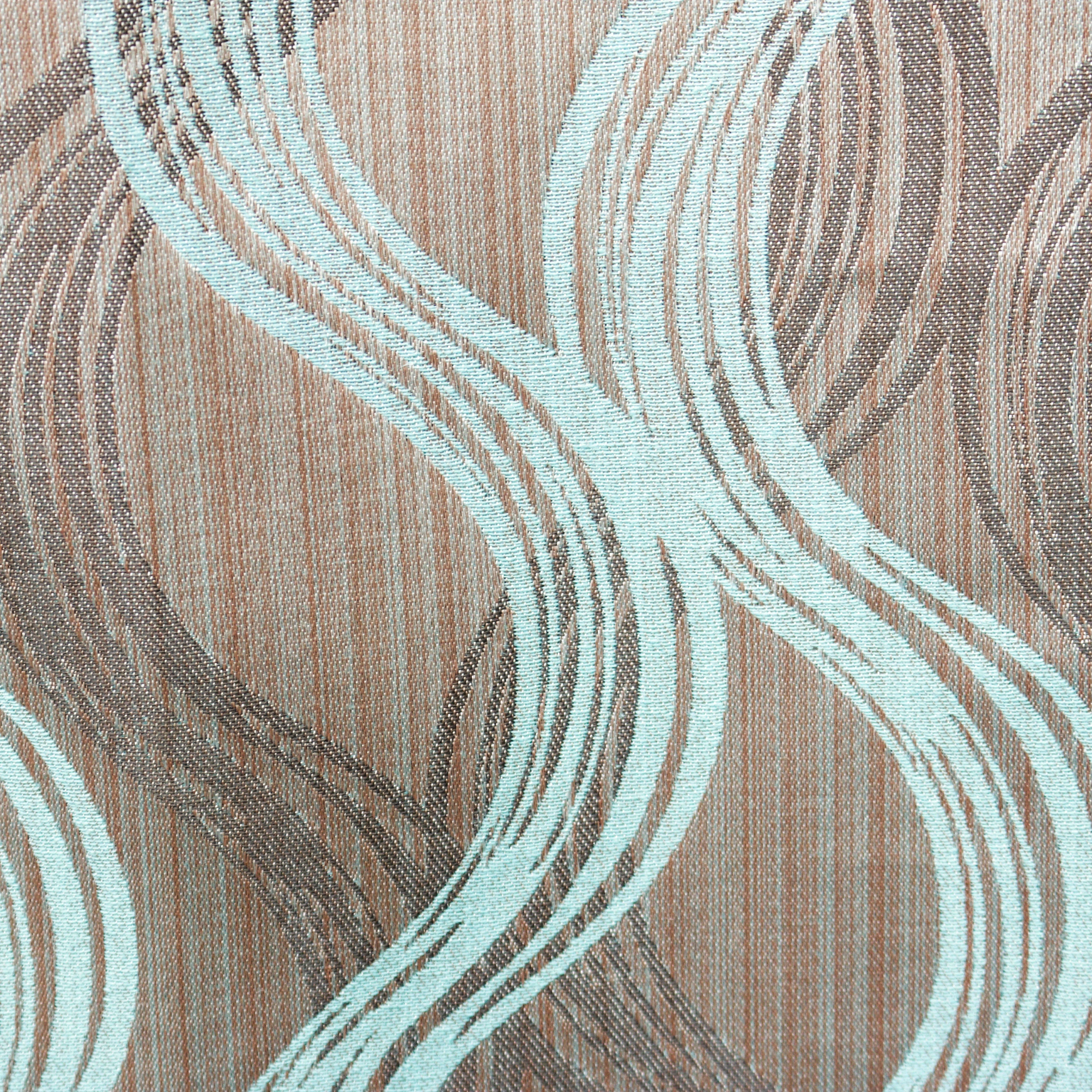 Elegant Aqua Stripes Jacquard Weave Curtain Panels - Blue Swirl Pattern Window Drapes for Living Room & Bedroom Decor