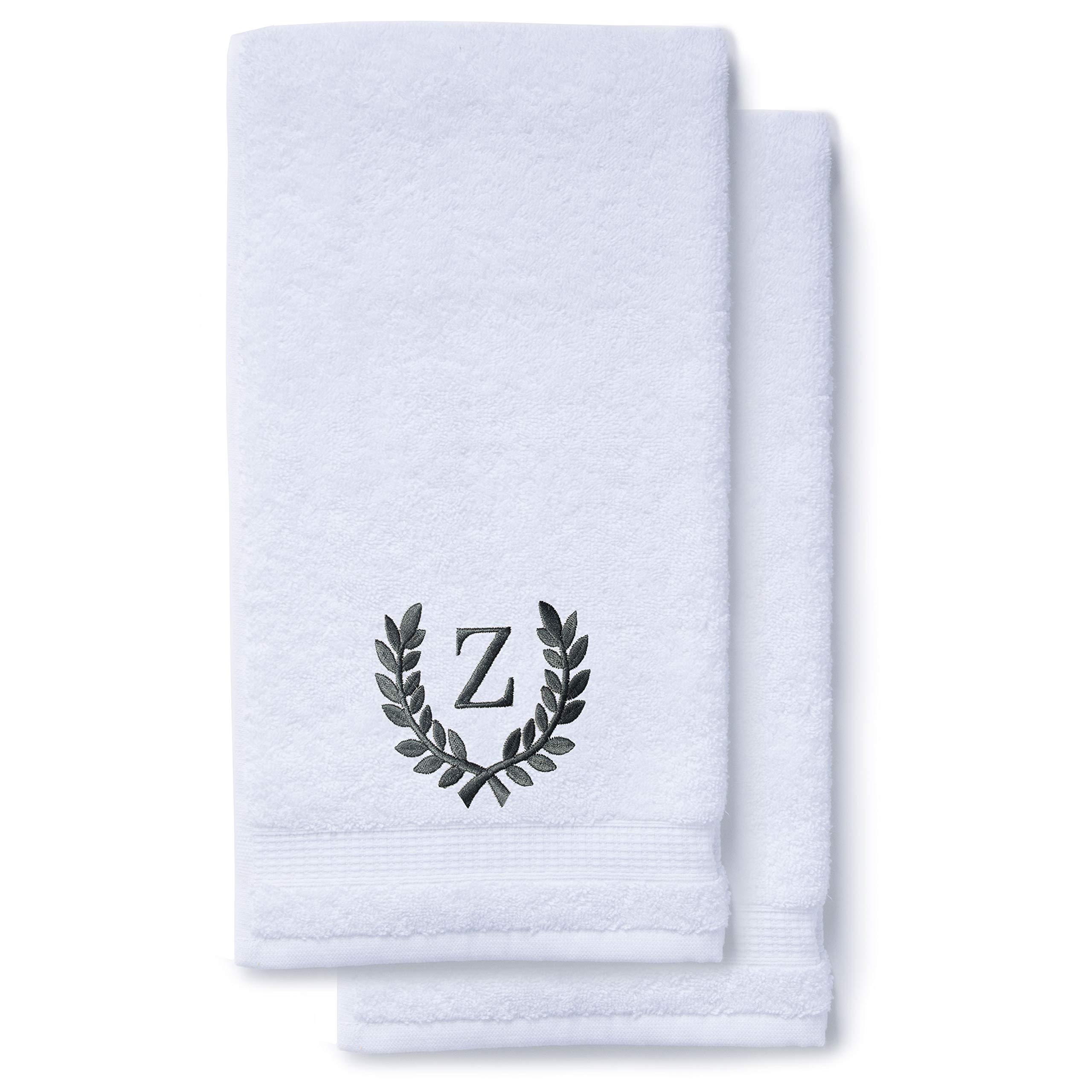 Personalized Monogrammed Hand Towels Set of 2 - Luxury Turkish Cotton, 16x30 Inch, Roman Font | Custom Bathroom, Kitchen & Makeup Towels | Wedding, Bridal Shower Gift Idea | Spa, Home Decor & Guest Towel Set