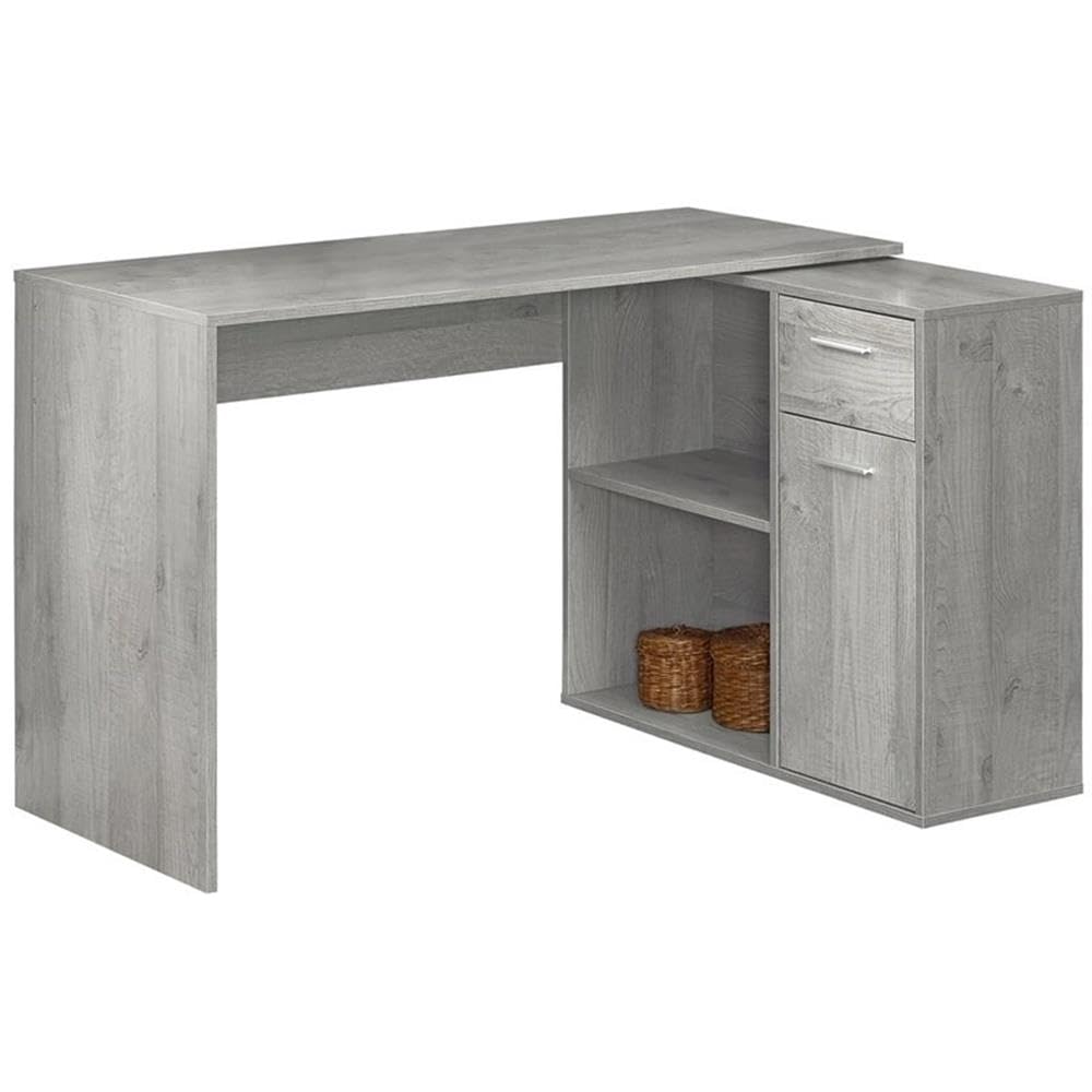 Pemberly Row L-Shaped Computer Desk with Storage Cabinet in Gray - Perfect for Home Office, Gaming Setup & Small Space Workstations