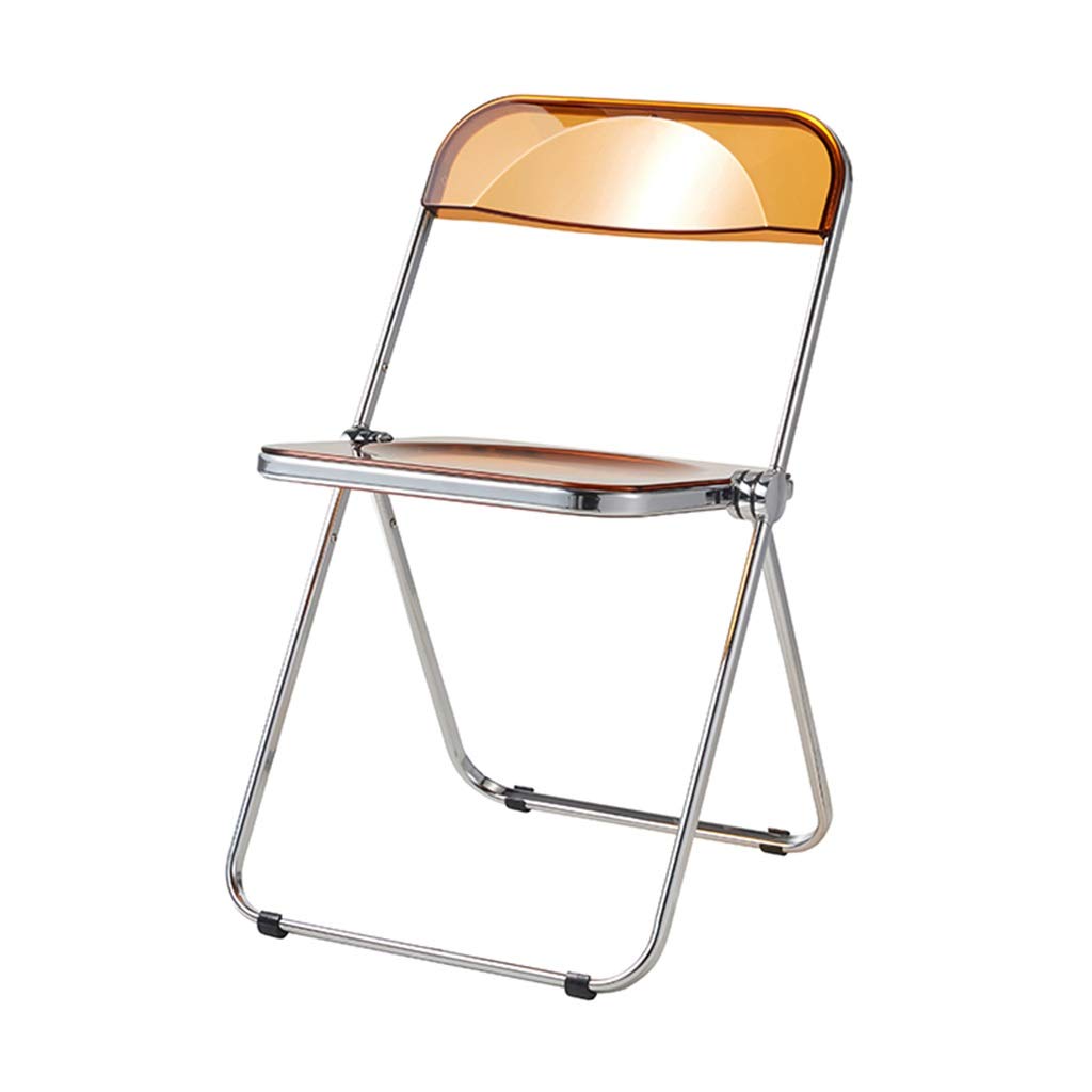 Modern Acrylic Vanity Makeup Chair - Minimalist Folding Stool for Bedroom, Dressing Room & Salon (Amber, 46.5x47x74cm) - Perfect for Makeup, Hair Styling & Relaxing
