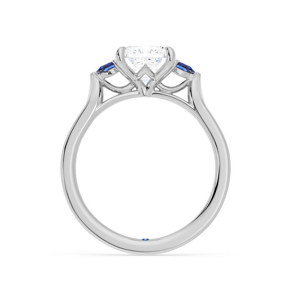 Princess Cut Three Stone Moissanite Engagement Ring with Hidden Anniversary Accent - Perfect for Proposals, Weddings & Anniversary Gifts