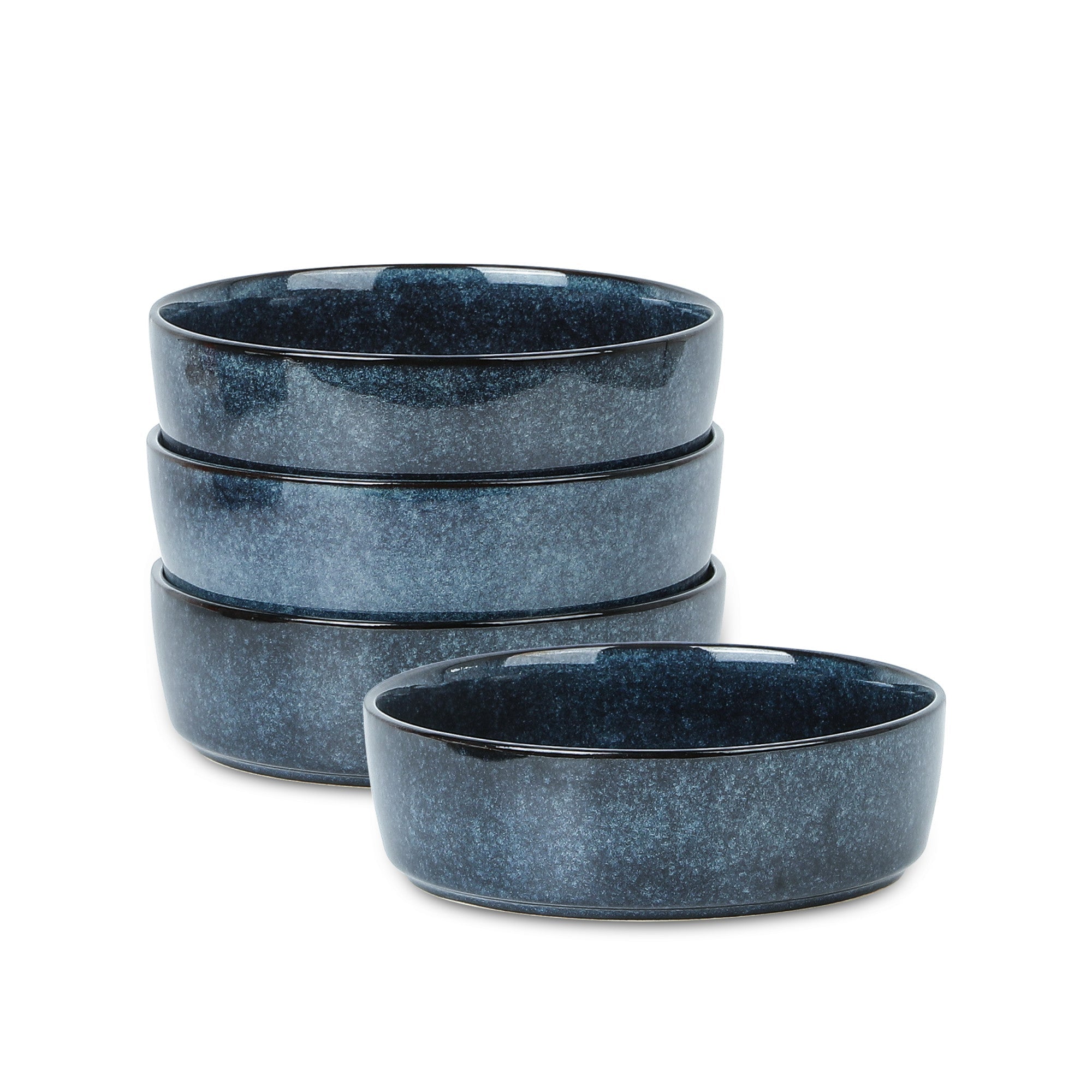Eden Stoneware Pasta Bowl Set - Dark Blue Ceramic Dinner Plates for Italian Cuisine & Home Dining