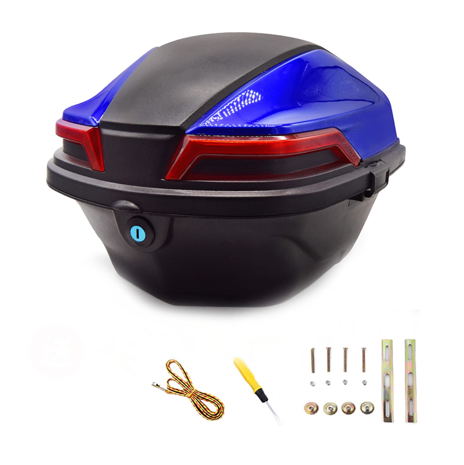 **Waterproof Motorcycle Tail Trunk Luggage Box - Helmet Storage & Scooter Top Case with Lock - Durable Travel Storage for Helmets, Scooters & Motorcycles - Perfect for Commuting, Touring & Road Trips (Blue)**