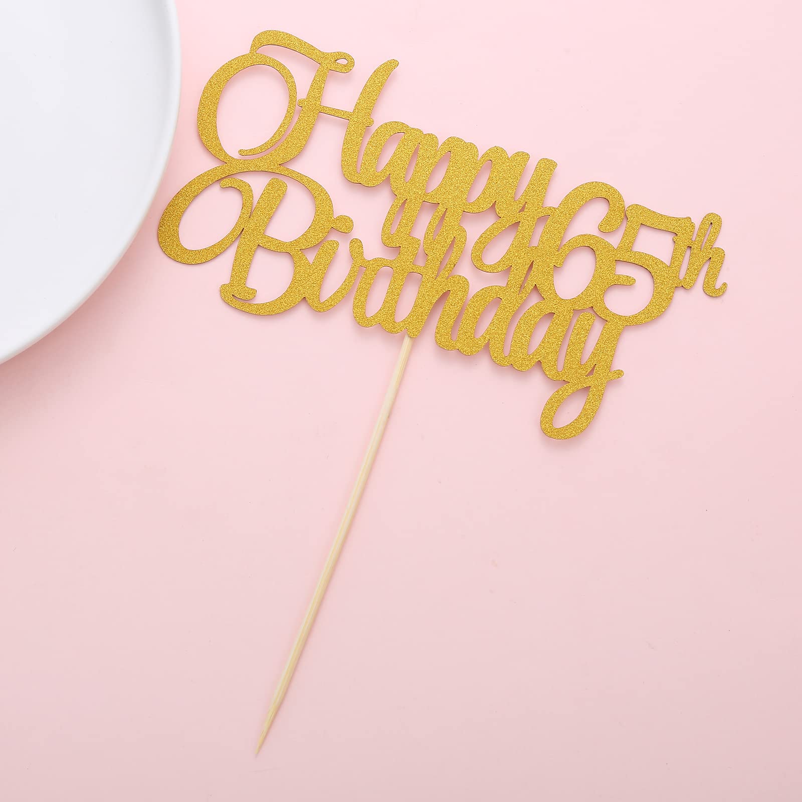 65th Birthday Cake Topper - Gold Glitter Happy 65th Birthday Party Decorations for Men & Women | Anniversary Celebration Cake Decoration | Cheers to Sixty-Five Years | Perfect for Milestone Birthday Parties, Retirement Celebrations & Golden Anniversary Cakes