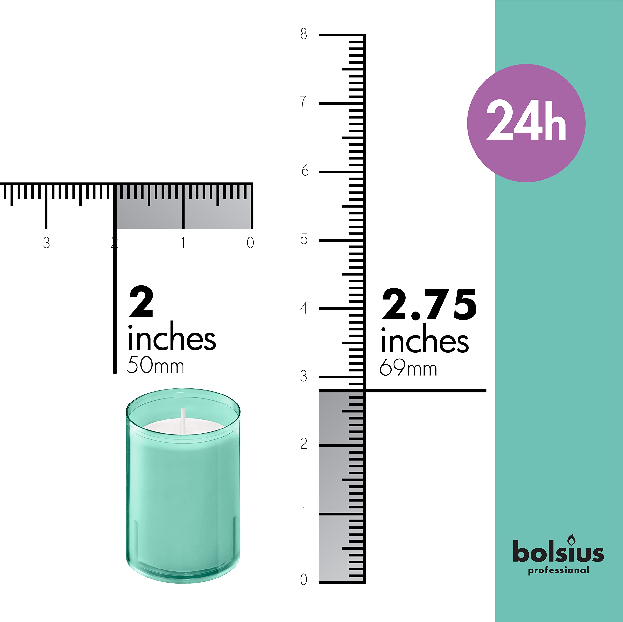 BOLSIUS 24-Hour Unscented Votive Candles - 20 Pack Premium European Quality Wedding Candles in Green Unbreakable Plastic Cups - Smokeless, Smooth Burning & Relightable - Perfect for Weddings, Church Events, Restaurants & Home Decor