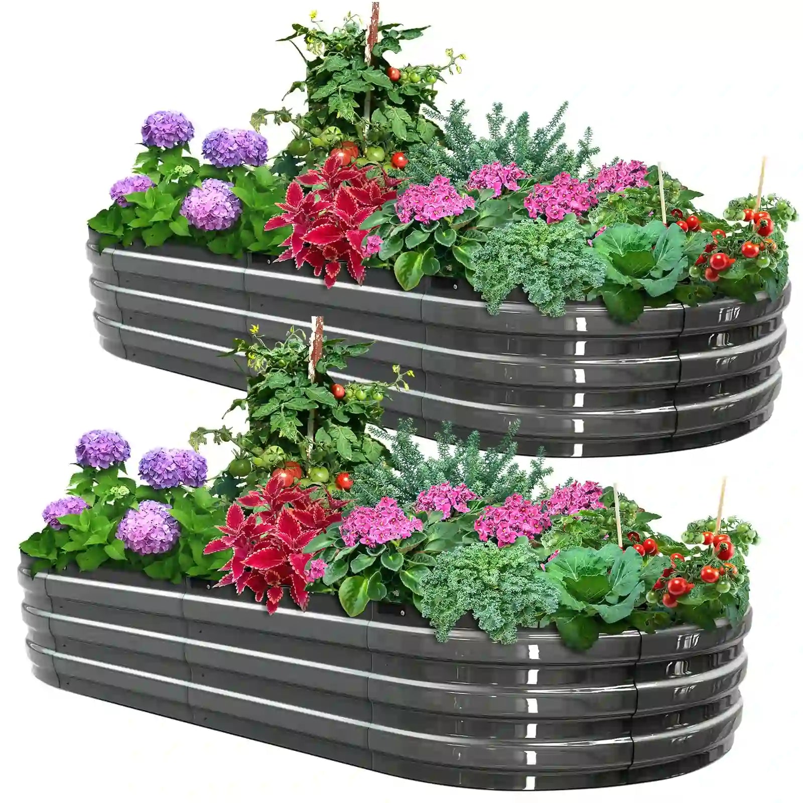 2 Pack Screwless Raised Garden Beds - Easy Assembly Metal Planter Box for Vegetables, Flowers & Herbs - Perfect for Backyard, Patio & Urban Gardening
