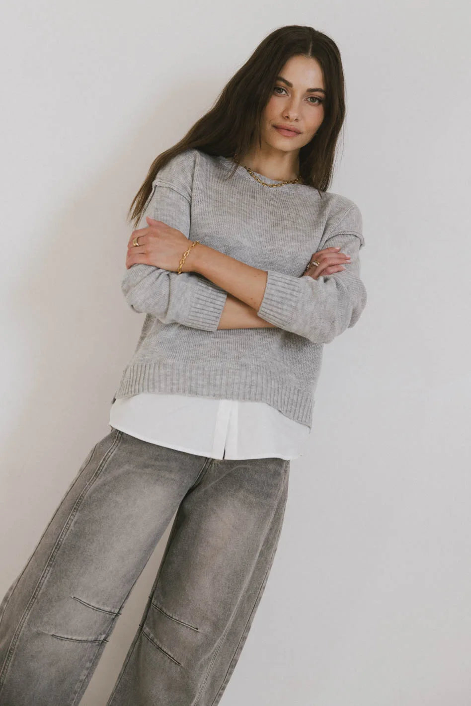Stylish Marcel Knit Sweater in Grey for Women | Cozy Winter Pullover | Perfect for Casual Outings & Office Wear | FINAL SALE